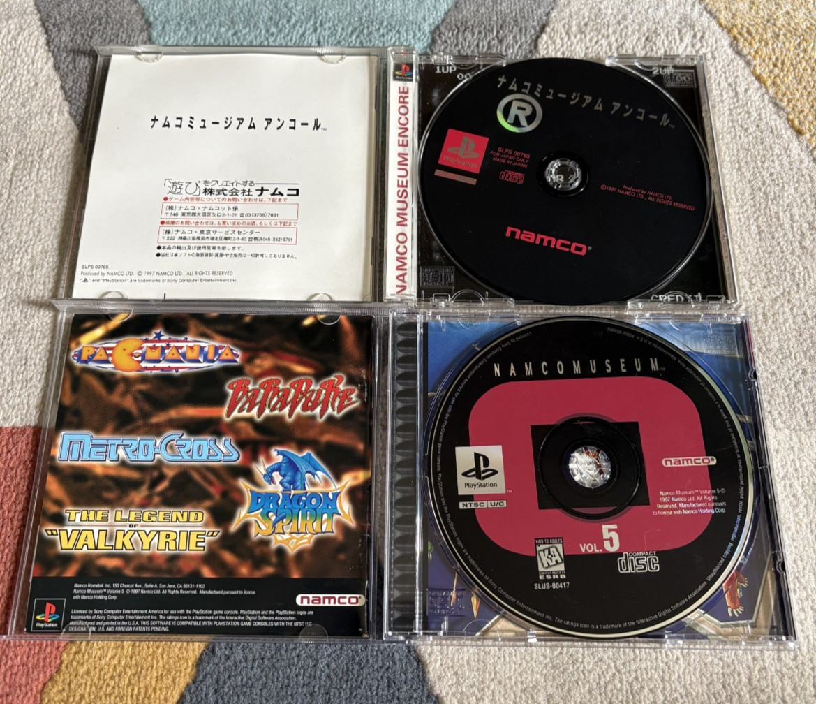 Namco Museum Vol. 1 2 3 4 5 Encore PlayStation 1 PS1 N A M C O Complete Tested