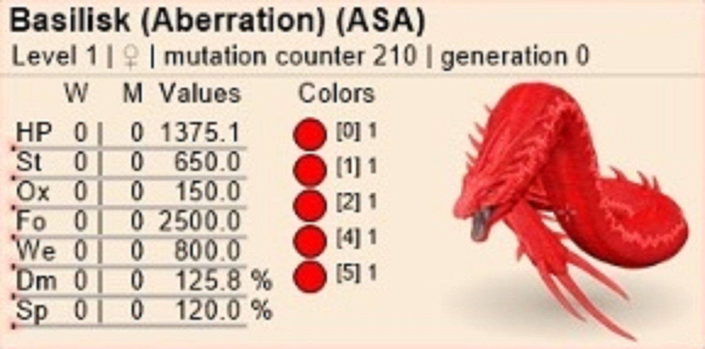 Ark Survival Ascended Level one lvl1 basilisk clones solid id pve PC XBOX