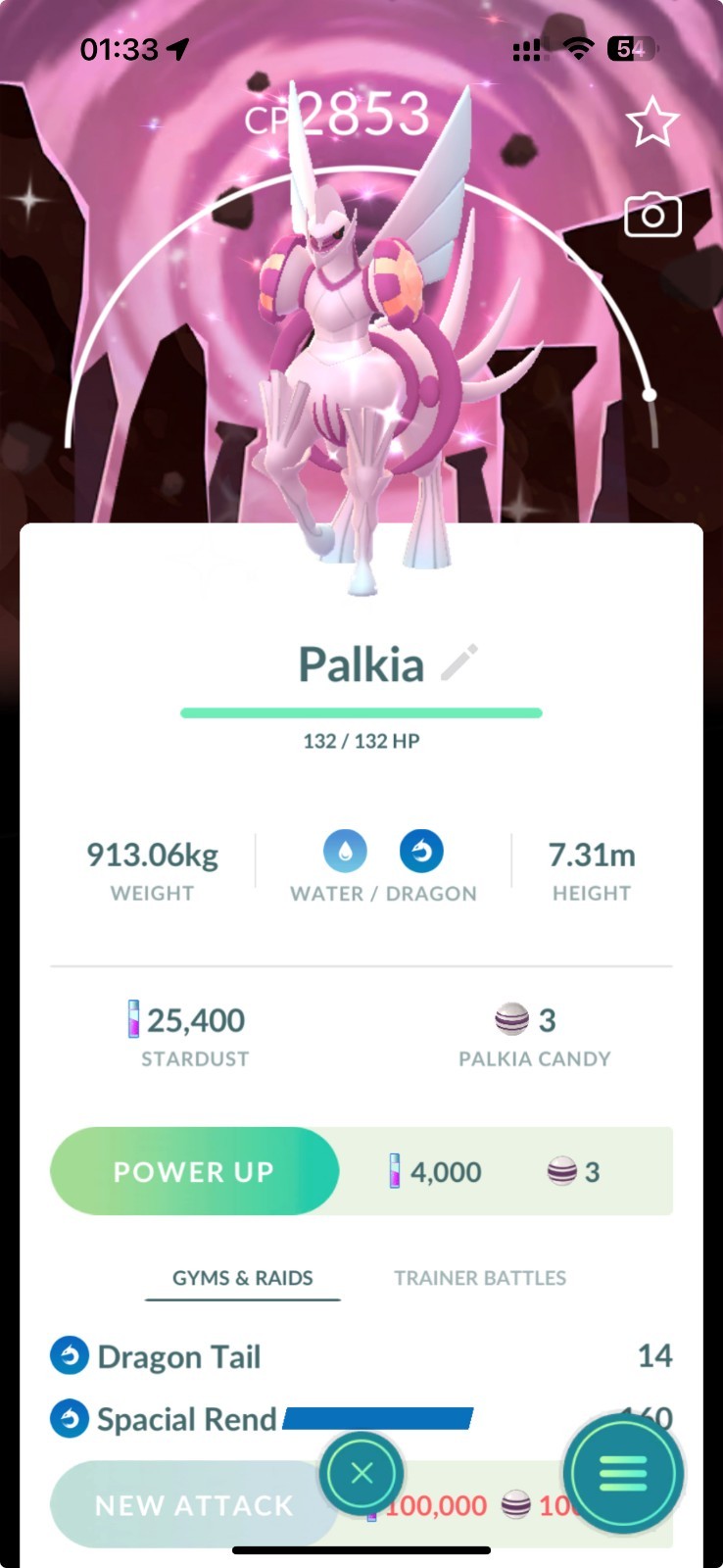 Shiny Origin Forme Palkia have Spacial Rend Background Pearl Go Tour Kalos