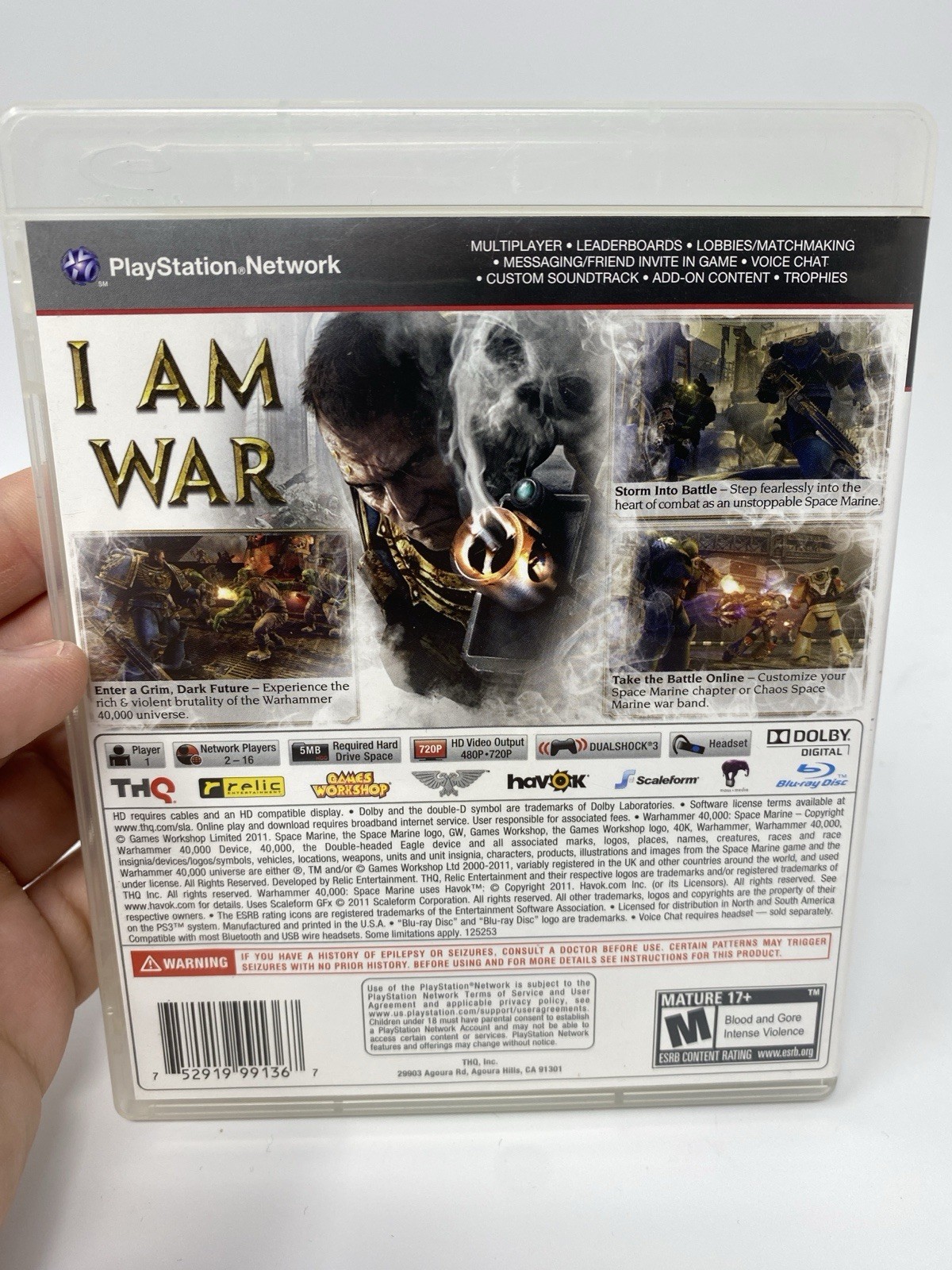 Warhammer 40,000: Space Marine (Sony PS3, PlayStation 3) Complete w/ Manual