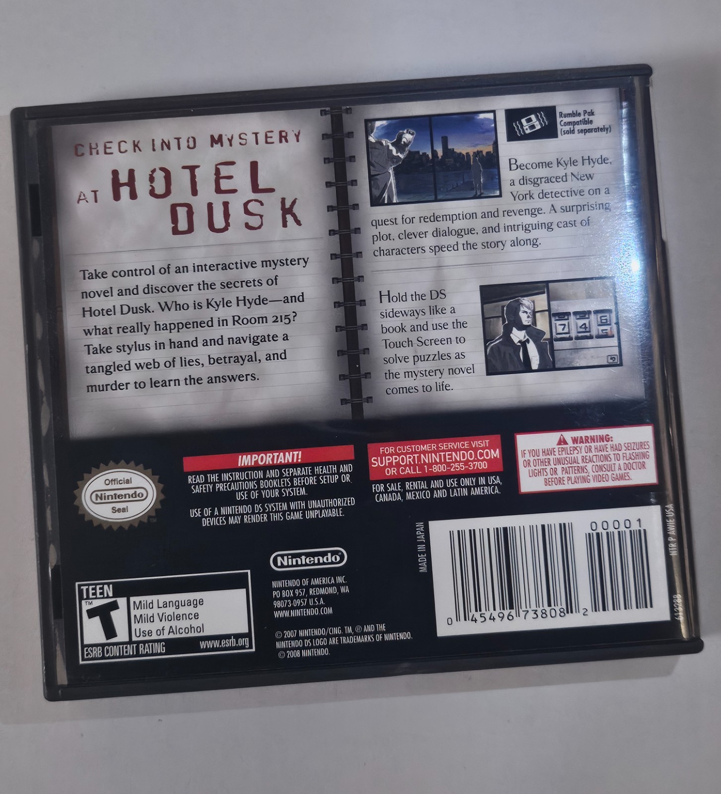 Hotel Dusk Room 215 (Nintendo DS, 2007) *CIB*