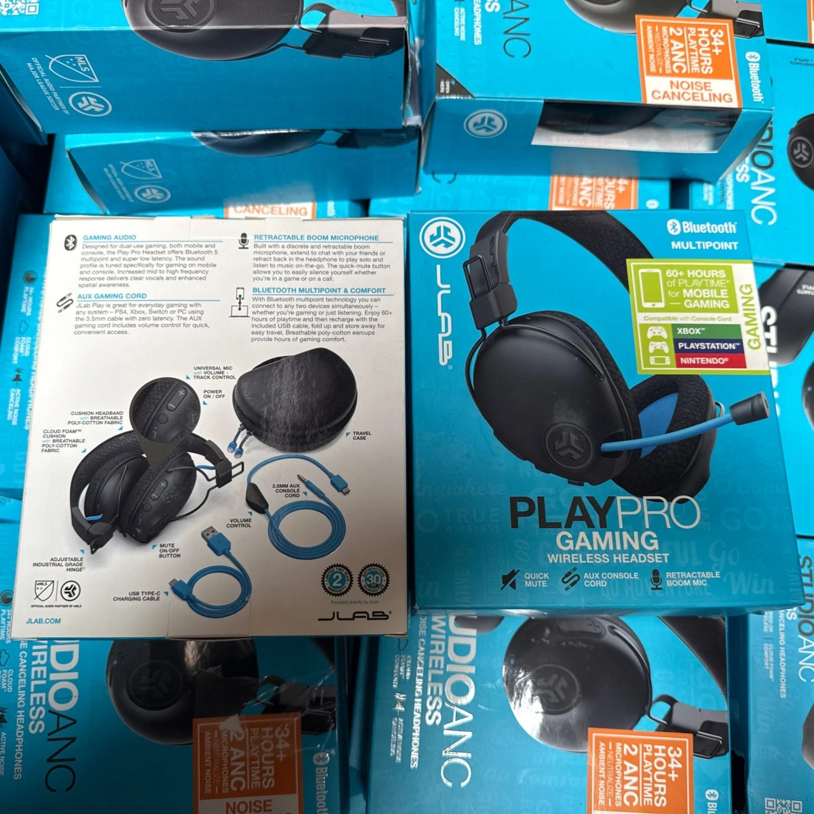 JLab Play Pro Gaming Wireless Headset, 60+ Hour Bluetooth 5 Playtime Boom Mic