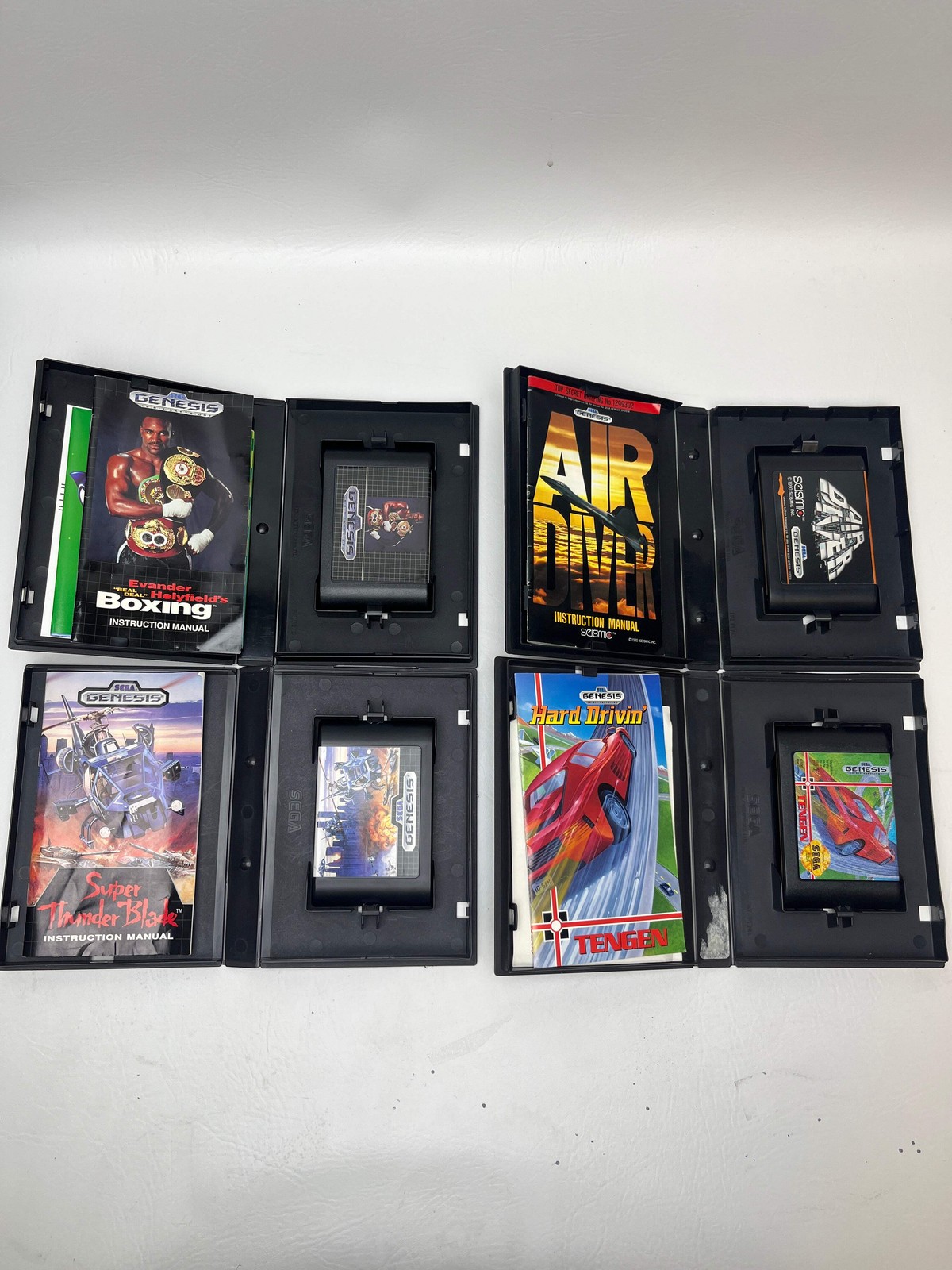 Lot of 4 Sega Genesis Evander Holyfield’s Real Deal Boxing,Air Diver,Super Thund
