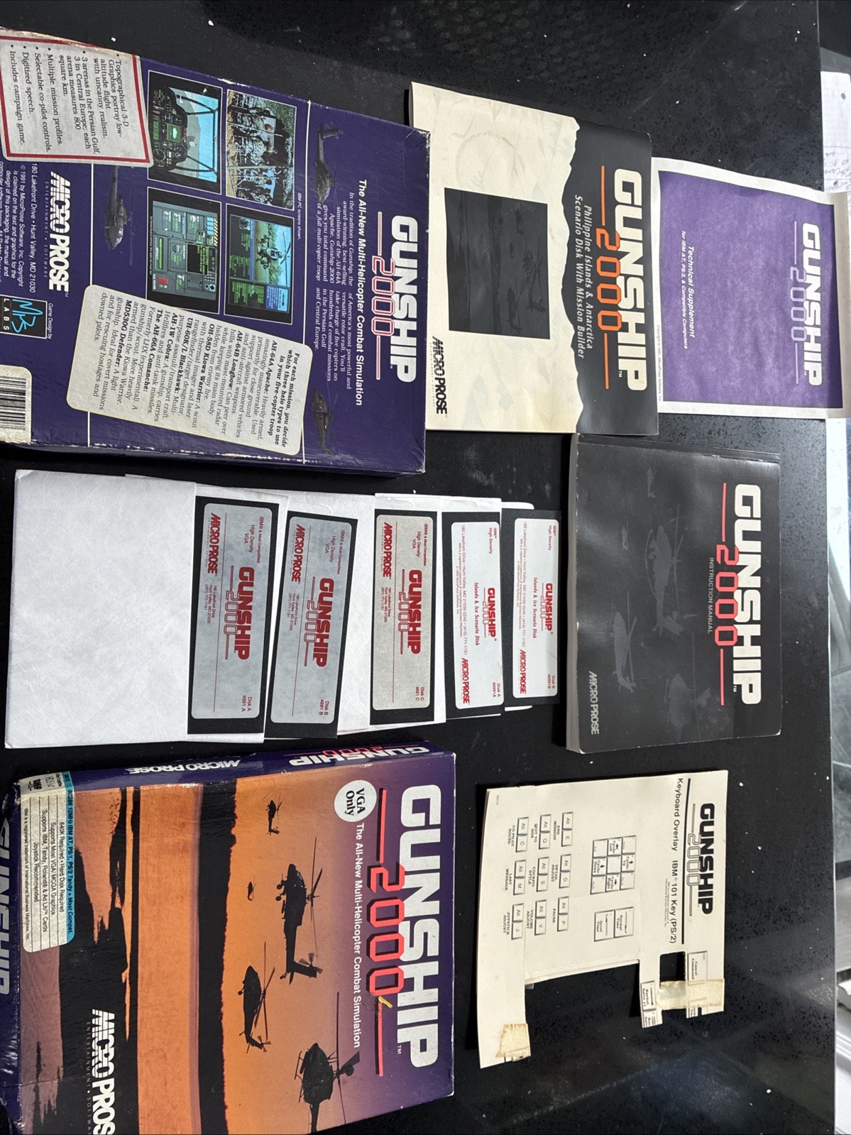Gunship 2000 Micro Prose PC Five 5.25″ Disks & Printed Manuals In Original Box