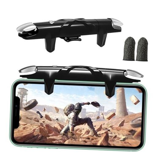 EasEasy Phone Game Trigger for iOS/Android, Mobile Gamepad Controller Black