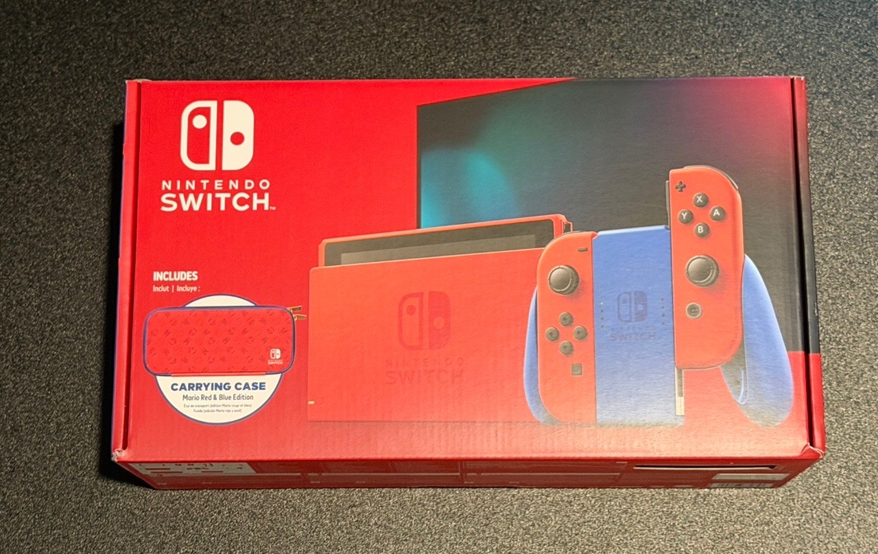 Nintendo Switch Console HAC-001(-01) Mario Red & Blue Edition 32GB New Sealed