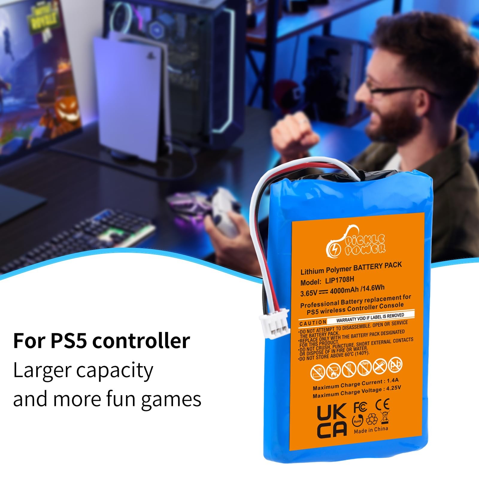 Pickle Power 2 Pack 4000mAh LIP1708 Battery for Sony PS5 PlayStation 5 DualSe…