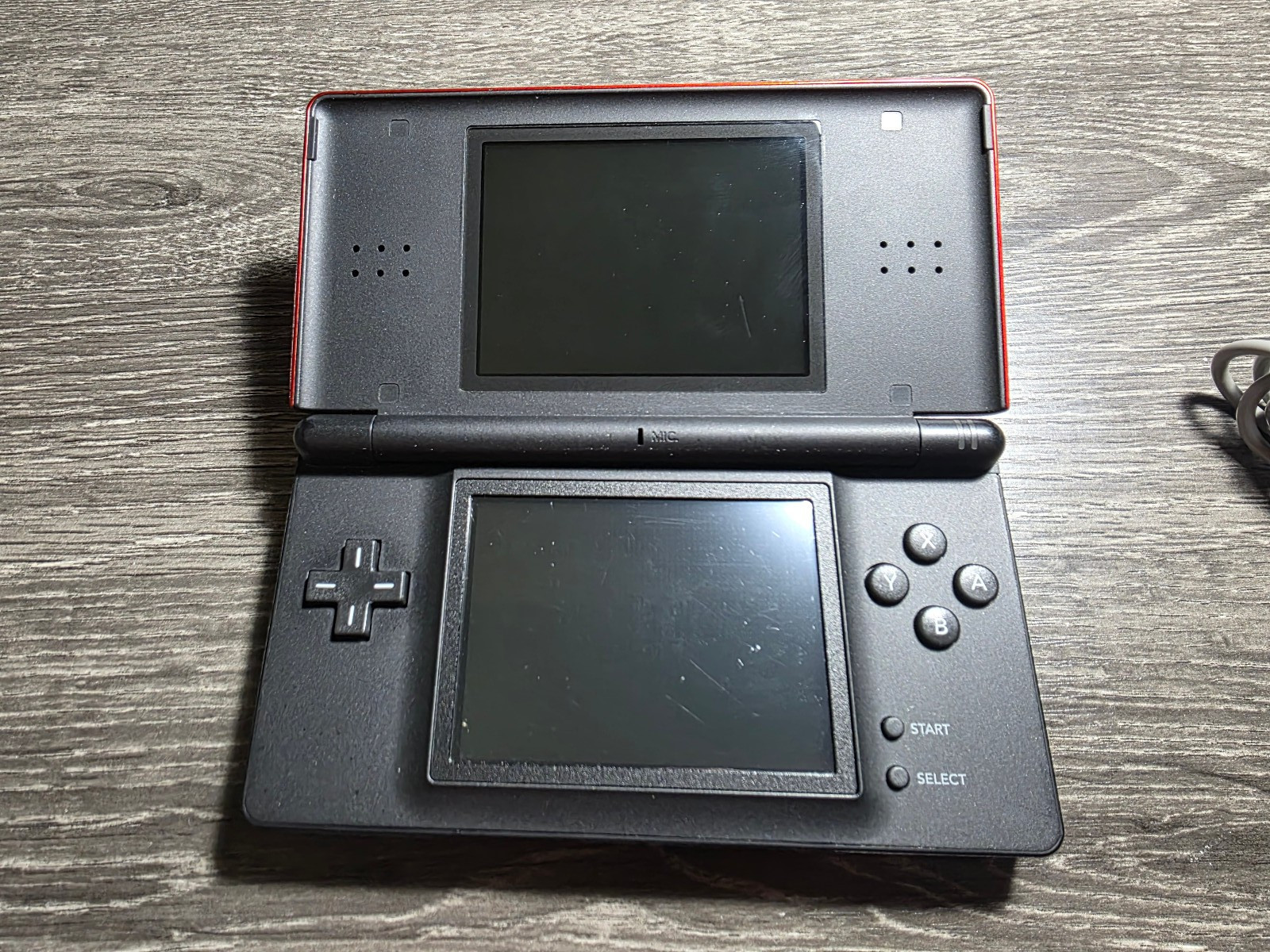 Nintendo DS Lite Red System Console W/ Stylus, GBA Port Cover, Charger TESTED