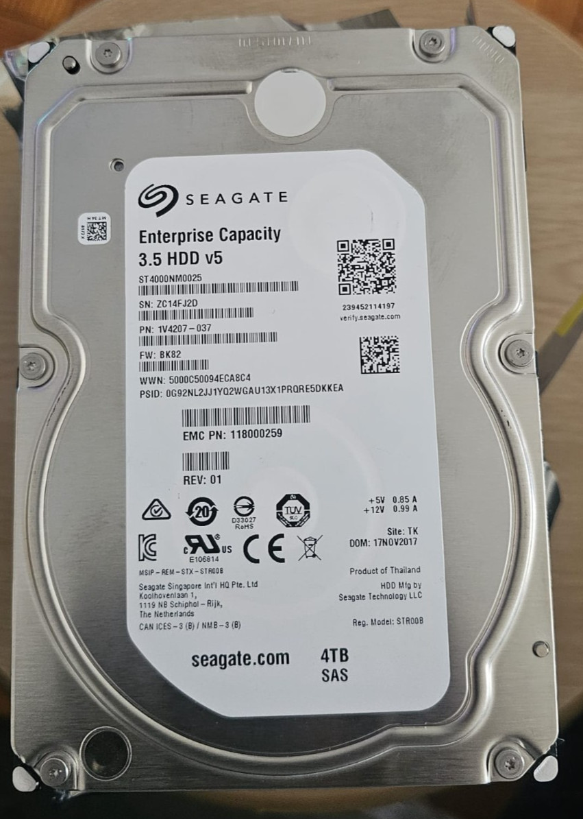 Seagate ST4000NM0025 4TB 7200RPM 3.5-Inch SAS 12 Gb/s Enterprise Hard Drive