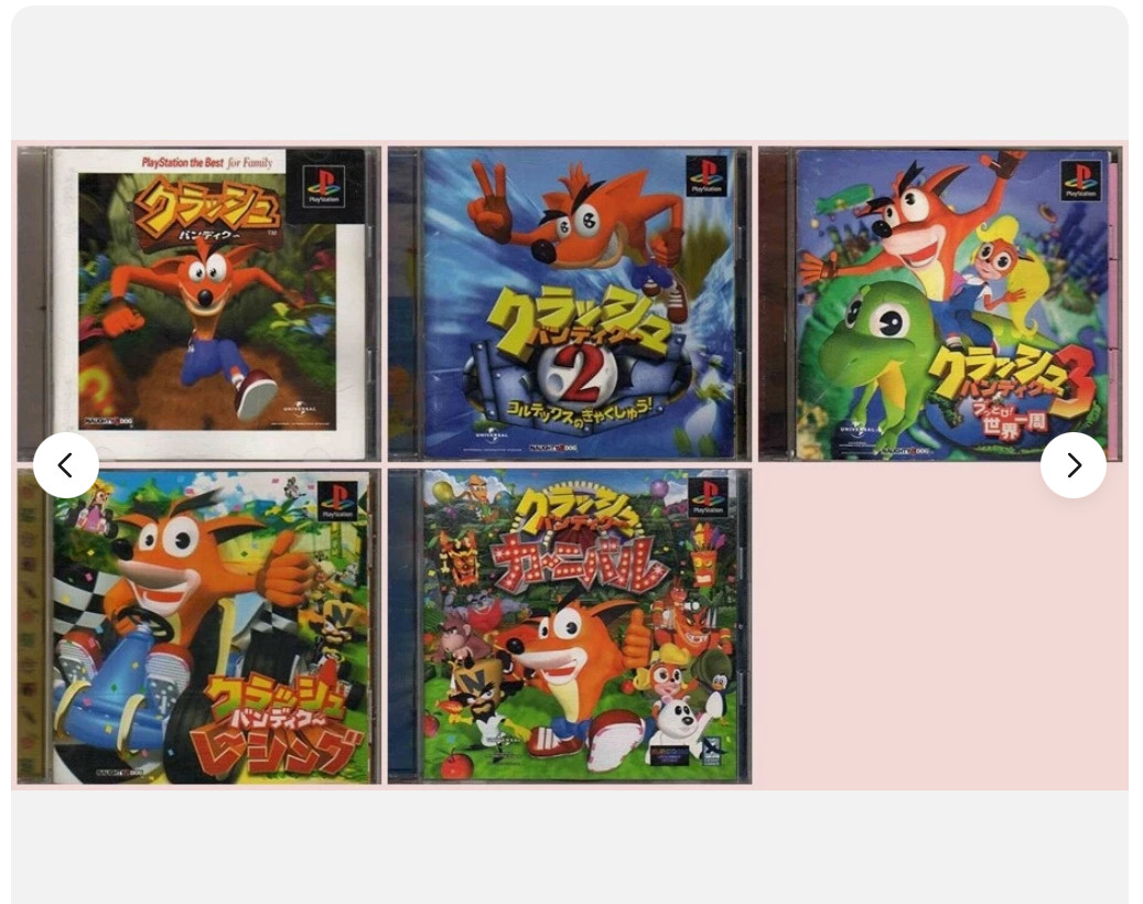 Crash Bandicoot 1 2 3 Racing Carnival Set Lot5 PS1 PlayStation1
