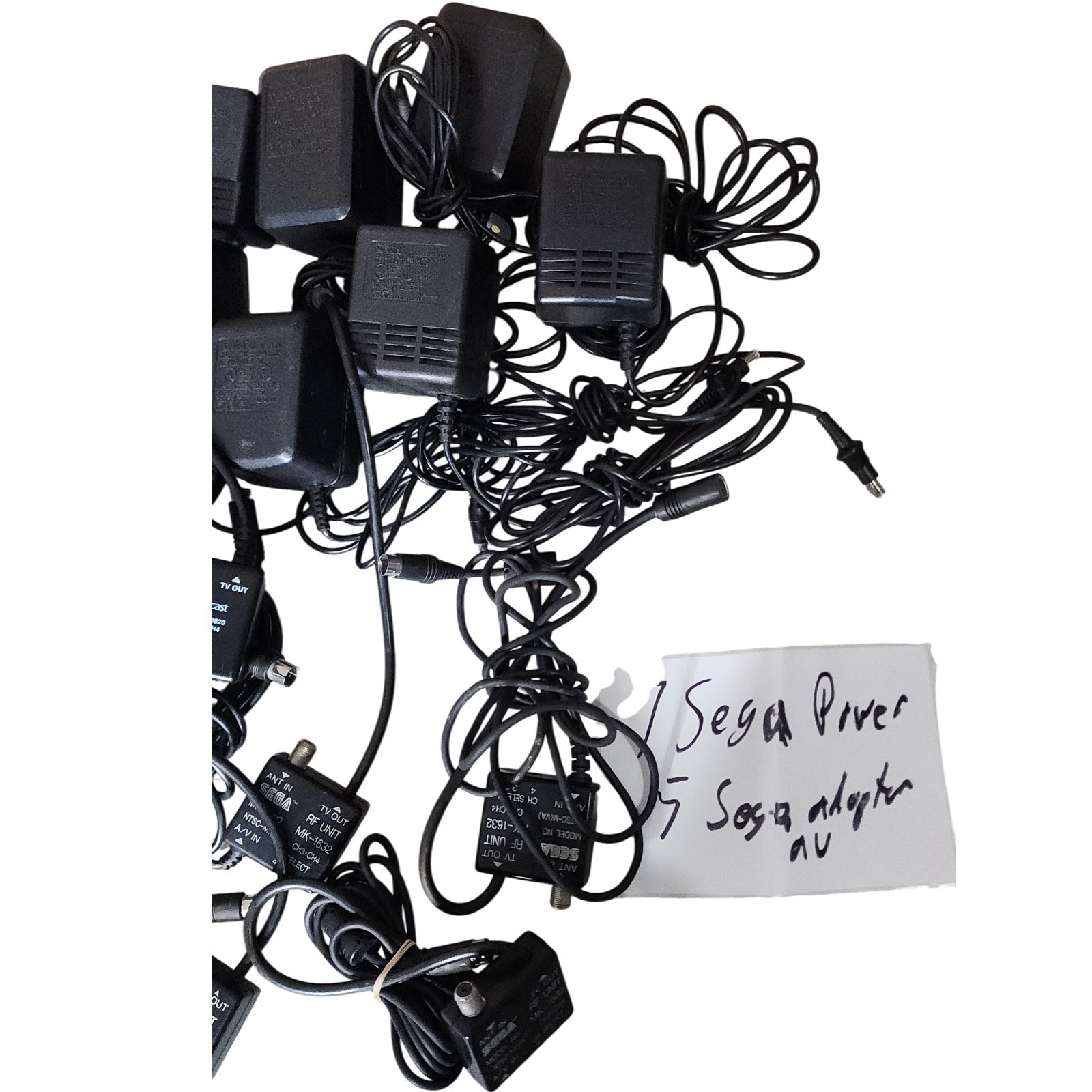 Sega Lot 7 Power Adapter and 5 RF Unit MK-1632 AV Cable Untested
