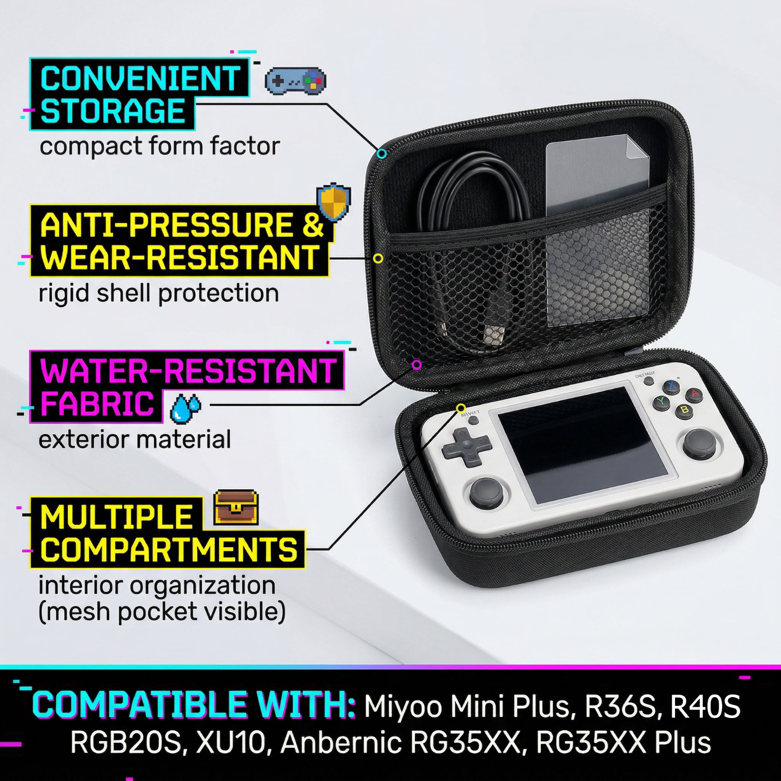 Hard Travel Case for Anbernic RG35XX RG353V R36S R40S Retro Game Console