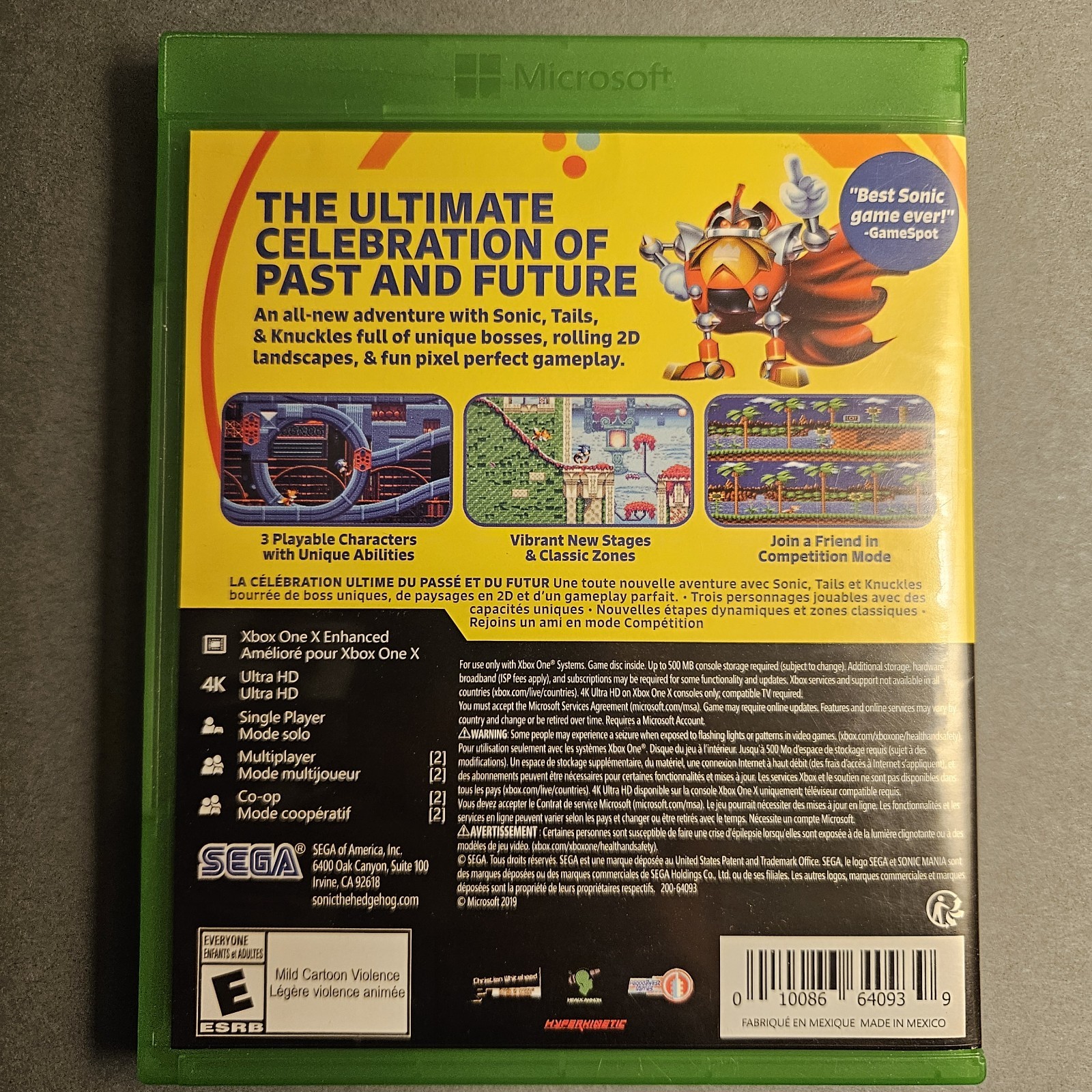 Sonic Mania – Microsoft Xbox One – CIB, Mint Disc