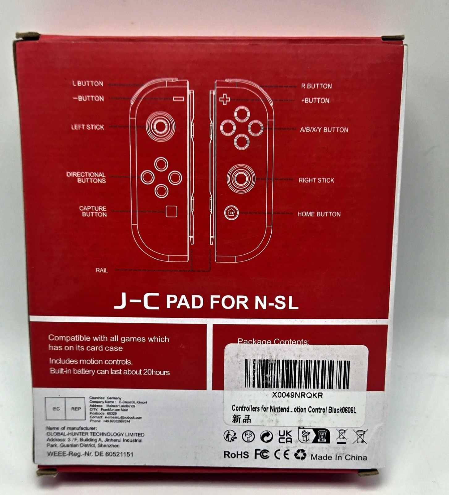Unbranded J-C Pad For N- Swtch 1, Left And Right Joy Con-X. Purple & Black New