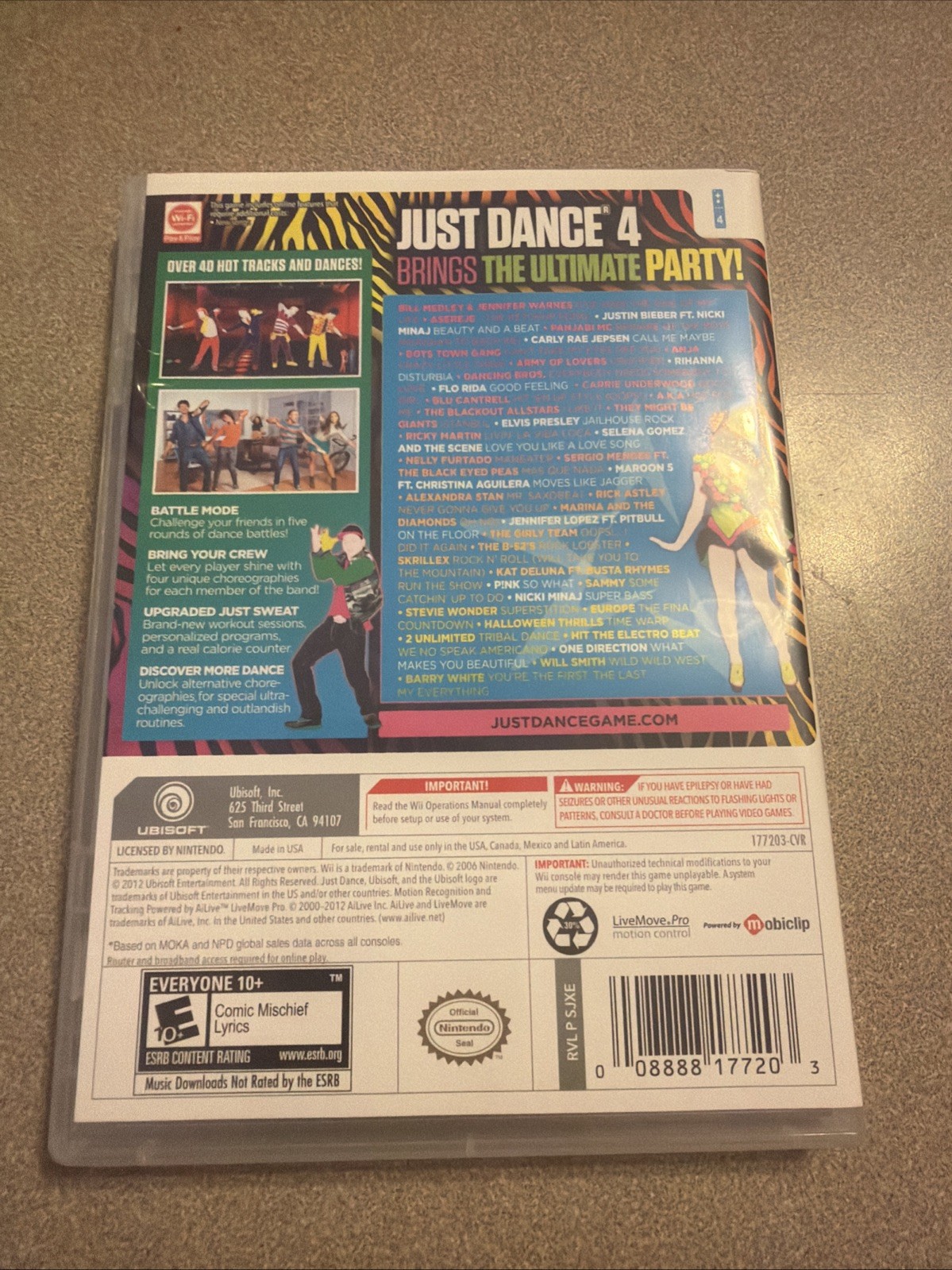 Just Dance 4 (Nintendo Wii) Missing Book