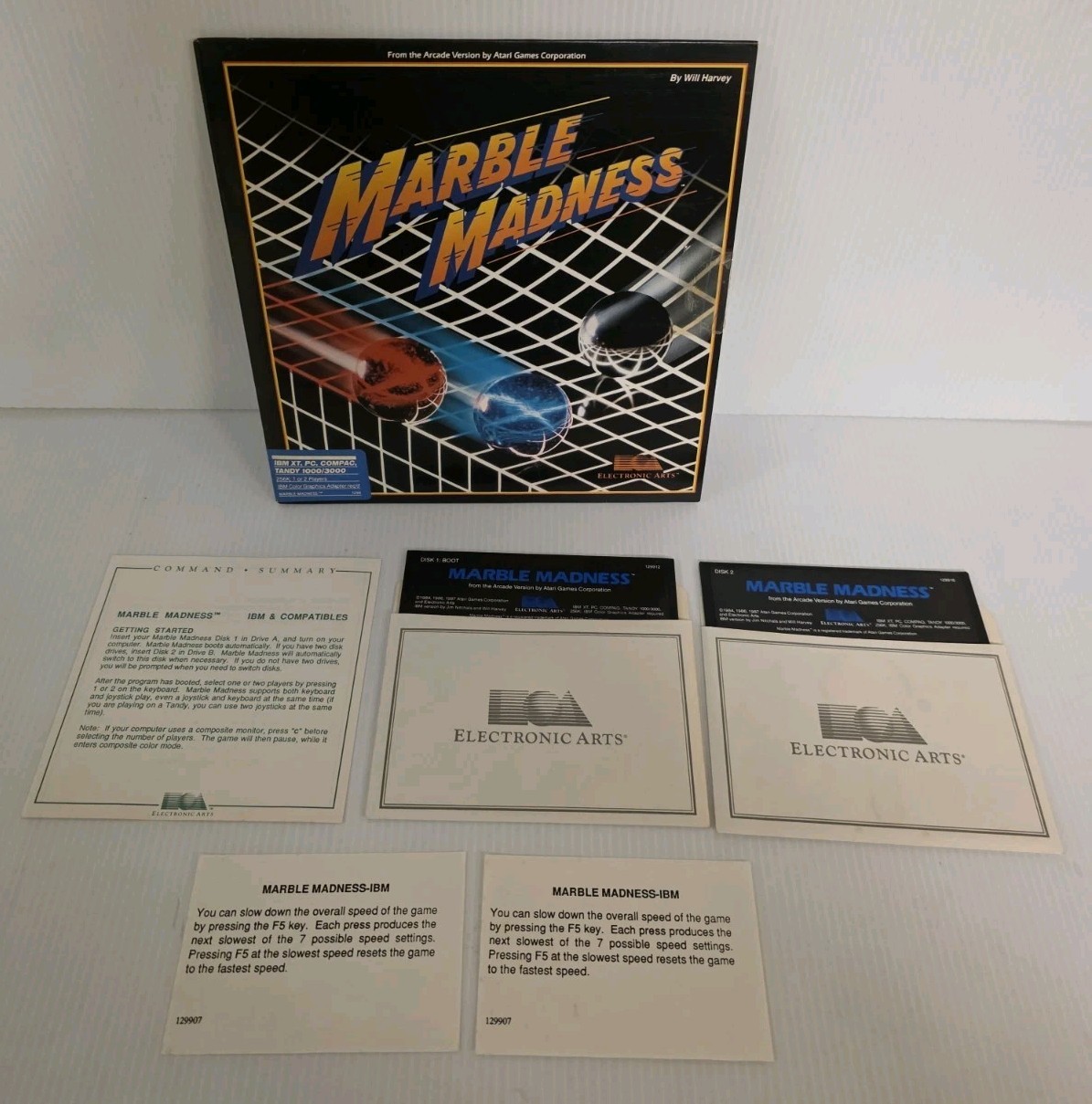 Marble Madness Commodore 64/128 C64 EA Big Box Complete w/ Disk & Manual