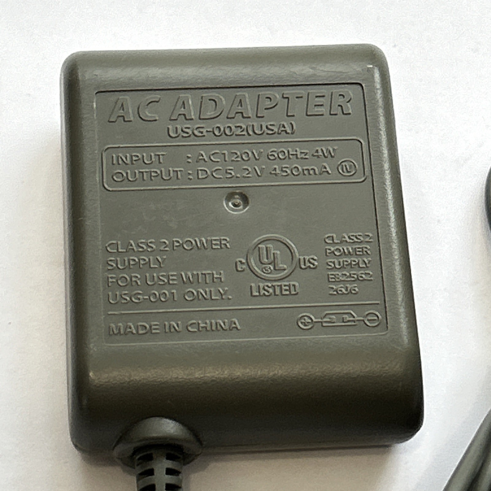 Nintendo DS Lite AC Adapter Charger USG-002 OEM Genuine Gray Power Supply