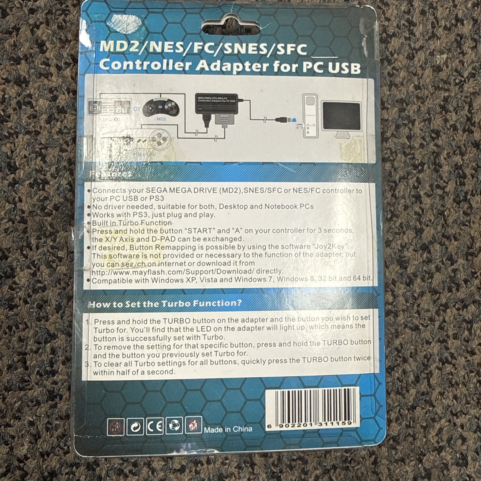 May Flash Controller Adapter for PC USB MD2/SNES/SFC/NES/FC Brand New