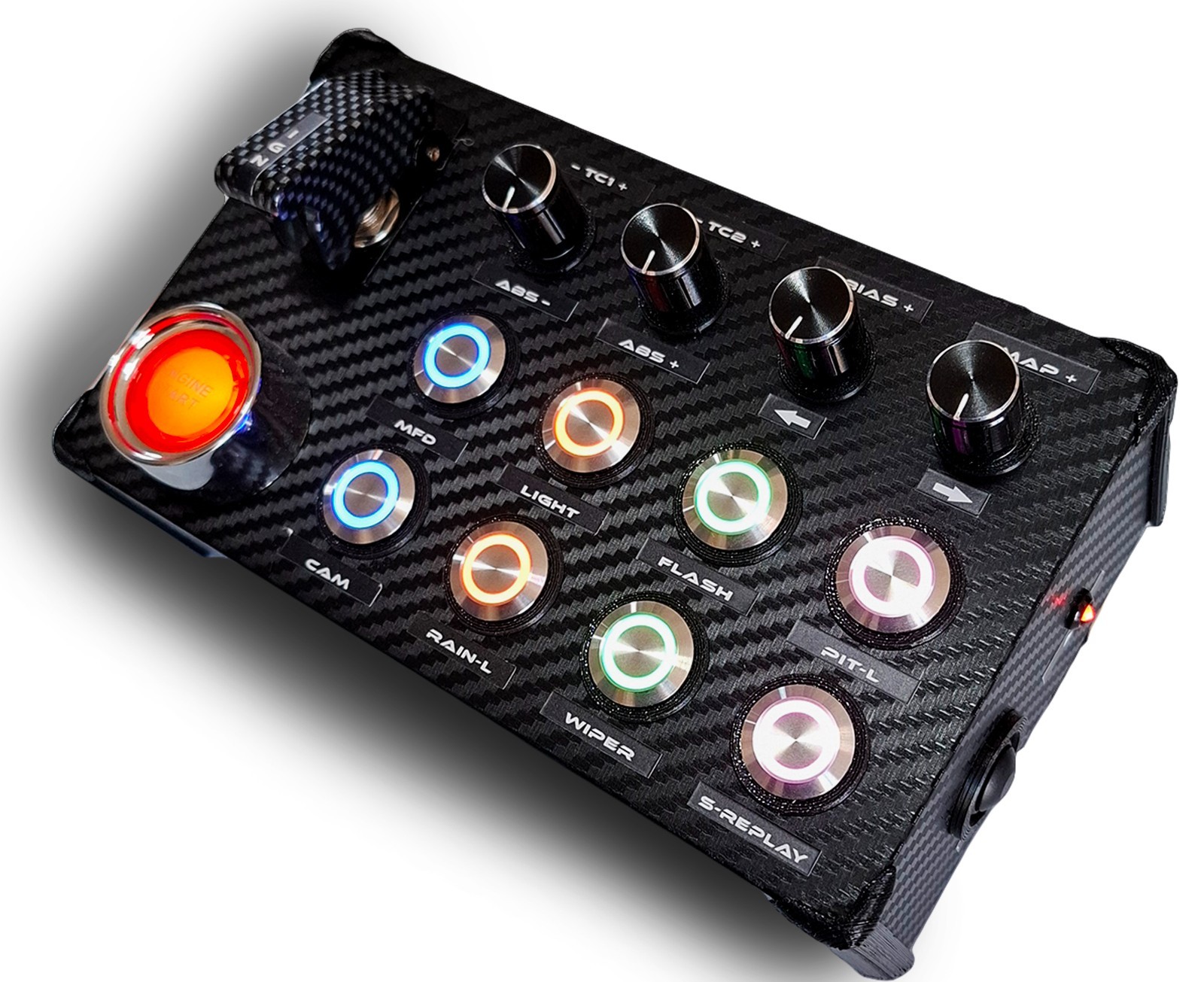 Button Box Console Sim Racing Competizione Illuminated Buttons RGB Start Engine