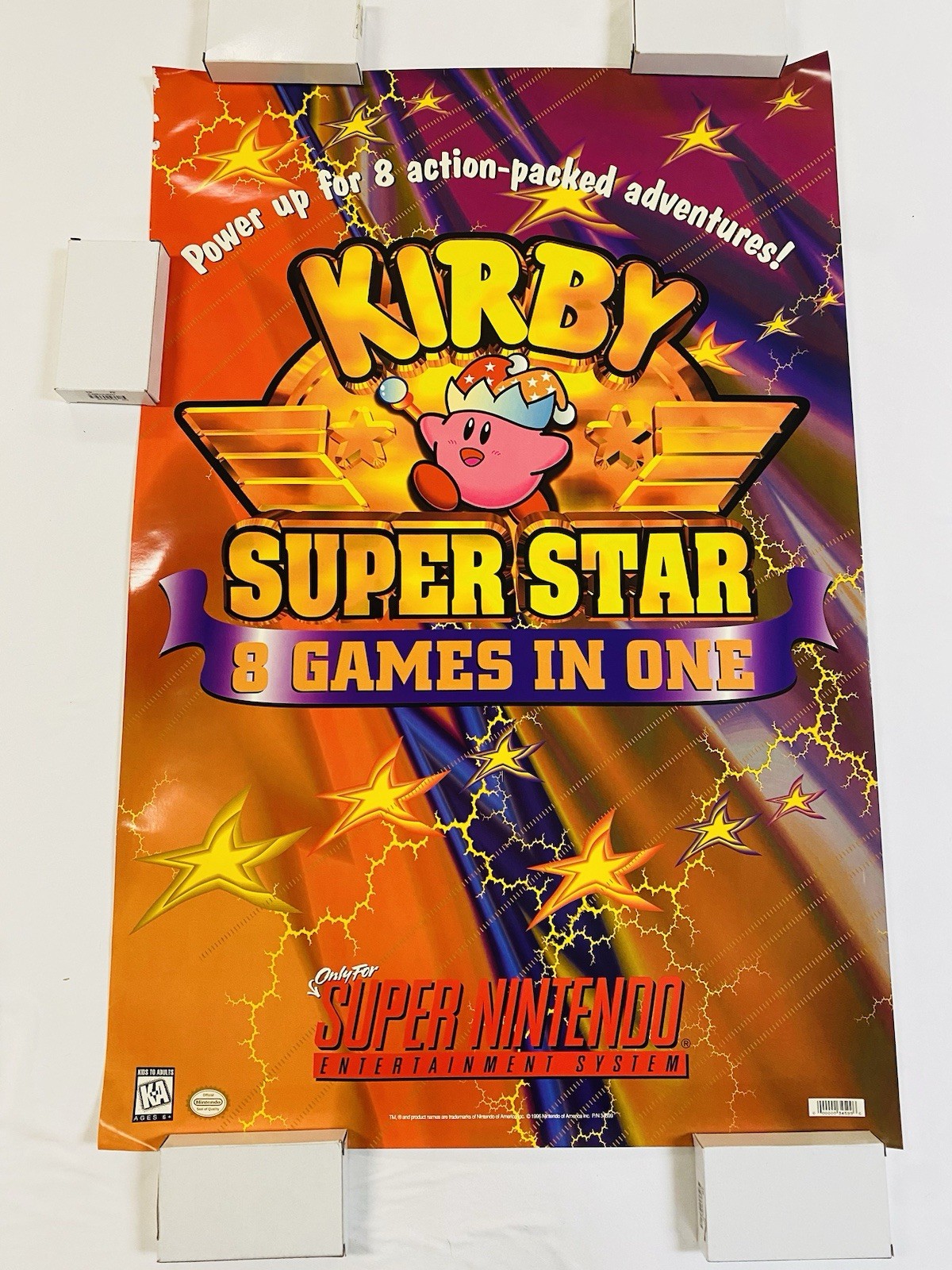 RARE 1996 KIRBY SUPER STAR SNES ORIGINAL ROLLED 26×39” STORE PROMO POSTER UNUSED