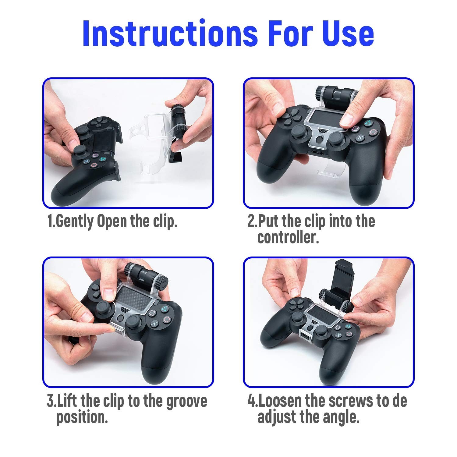 PS4 Controller Phone Mount Clip – Adjustable Holder for Smartphones Up to 6 Inch