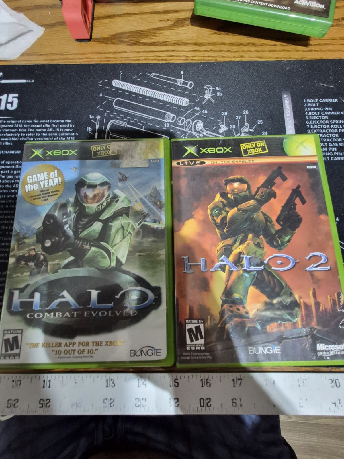 Halo Combat Evolved + Halo 2 Original Xbox Video Game Bundle Great Condition CIB