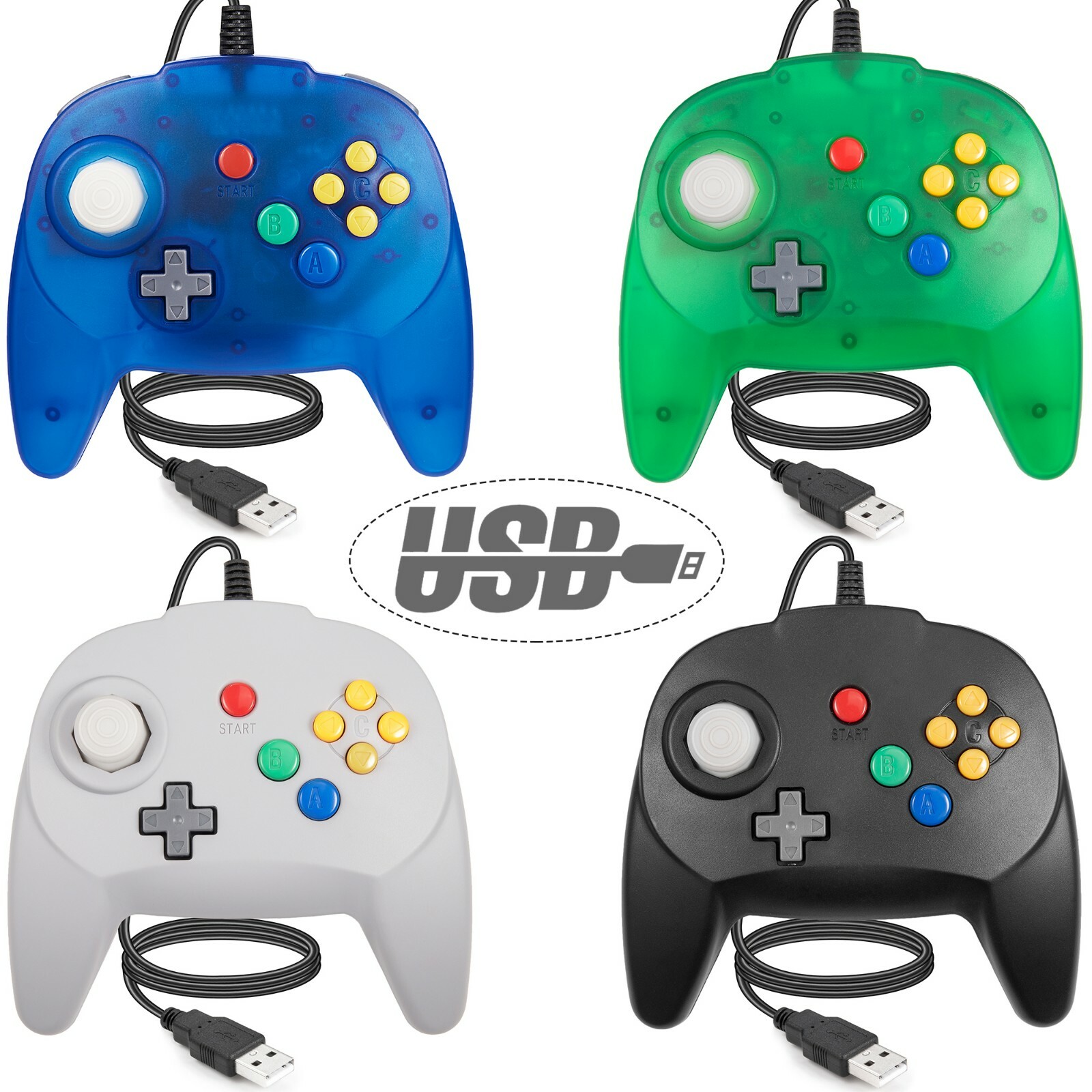 Classic Retro N64 Controller Joystick USB Wired Gamepad For PC MAC Raspberry Pi