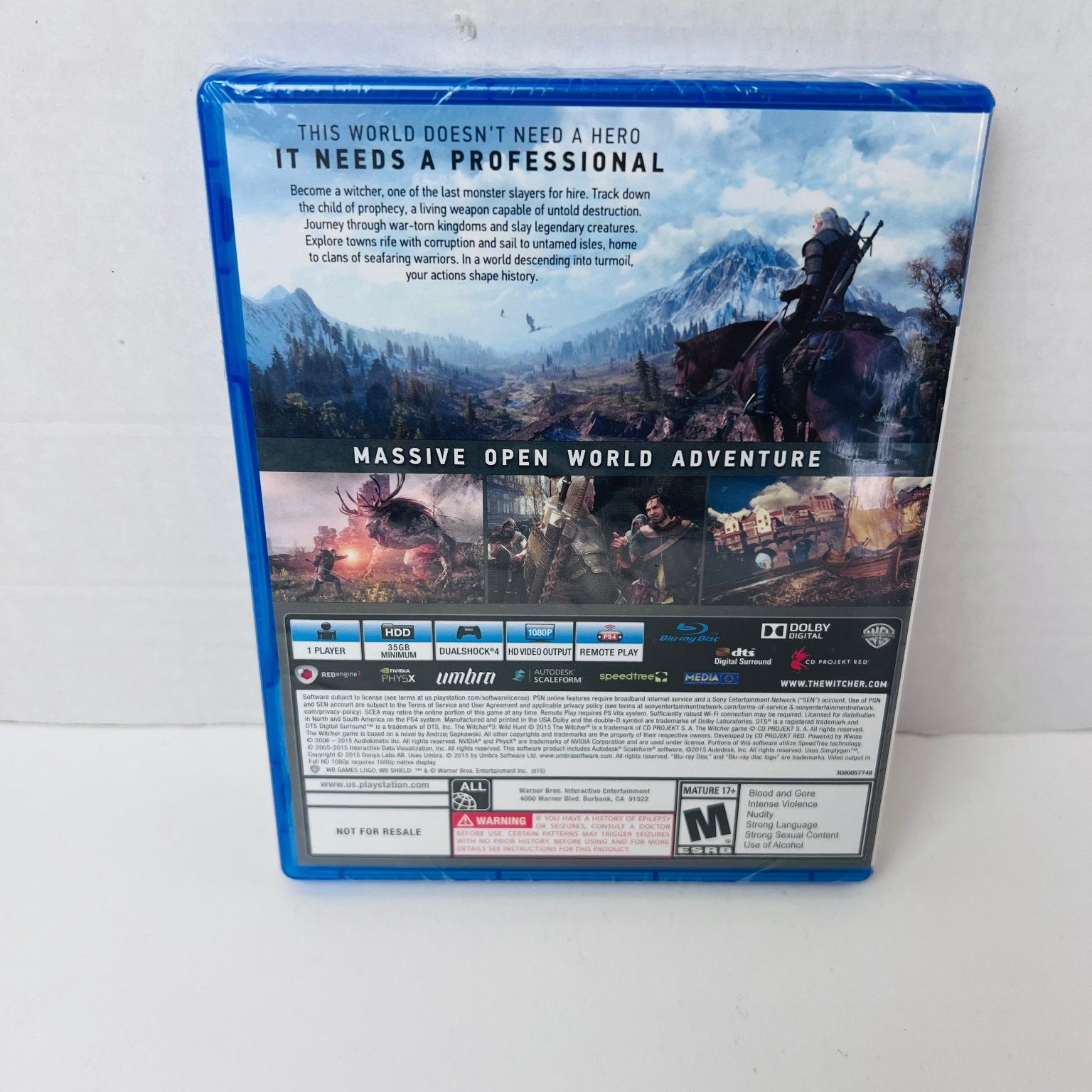 The Witcher 3: Wild Hunt PS4 Video Game Action RPG New Sealed