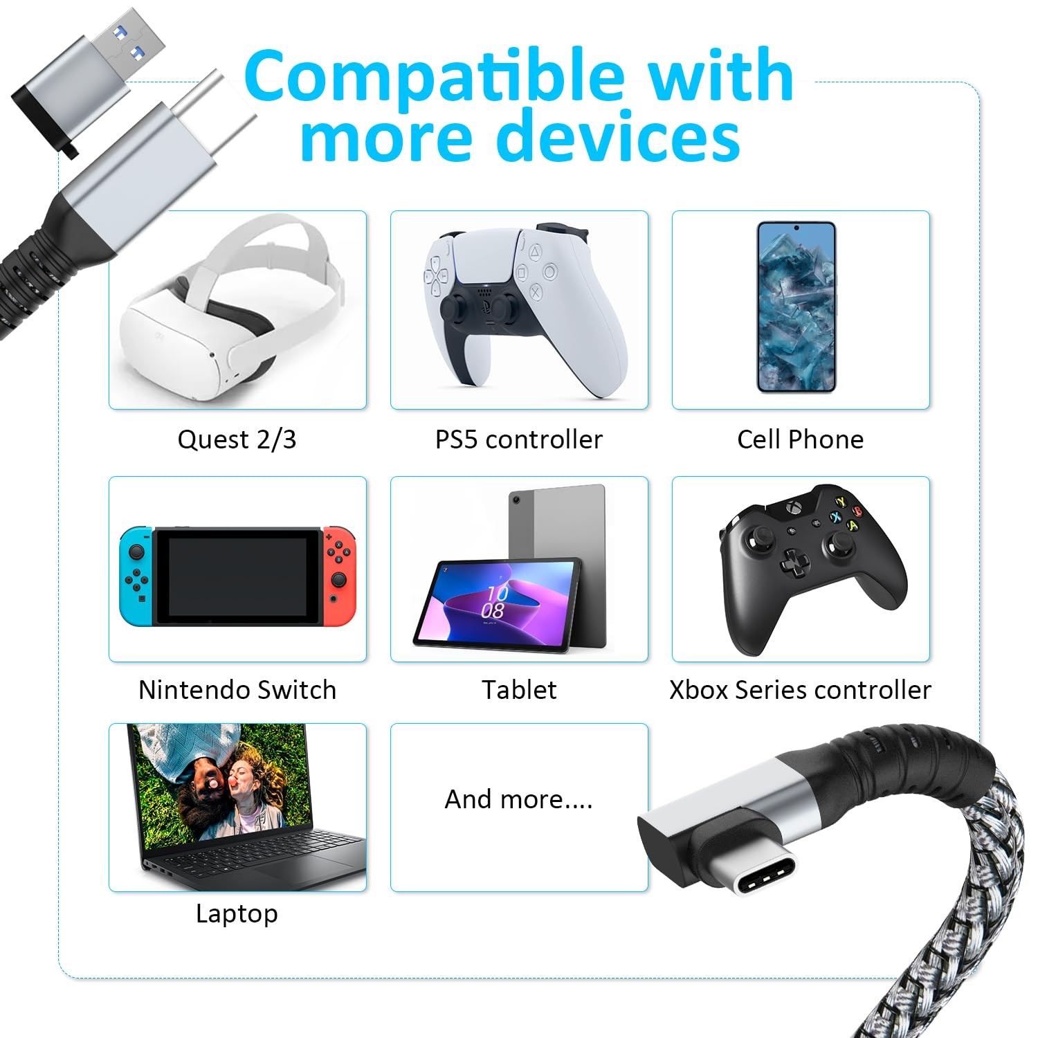 Link Cable 16FT VR Cable Compatible with Meta Oculus Quest 2/Quest 3S/Quest 3…
