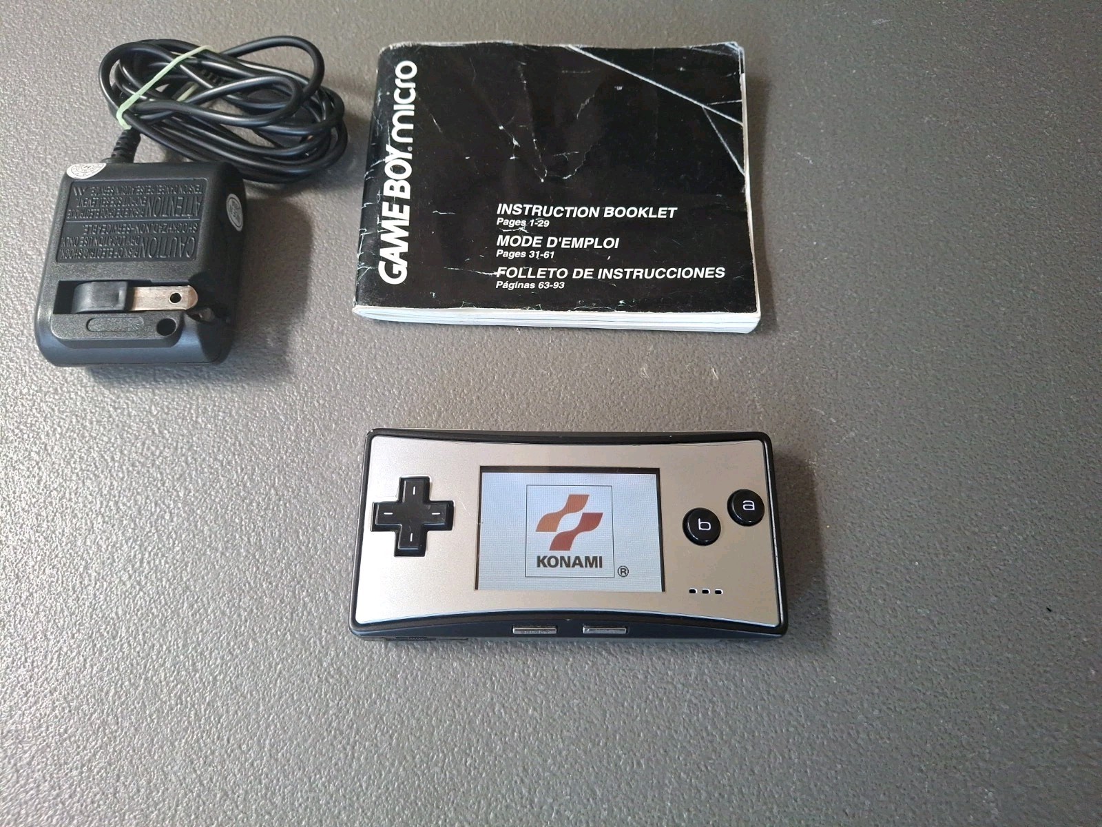 Authentic USA Nintendo Silver & Black Game Boy Micro OXY-001 w/ Charger – WORKS!