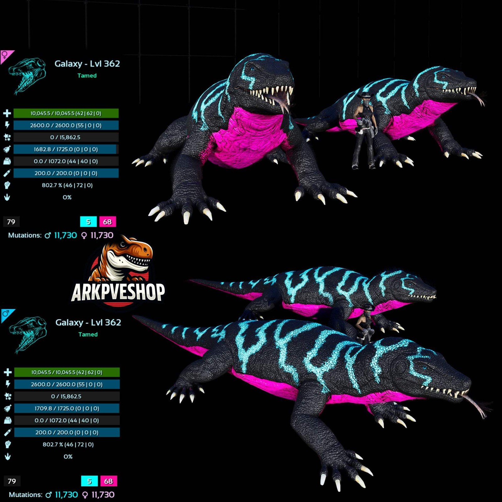 ASA PVE 🦖ARK Survival Ascended Megalania 362Lvl toxin utility