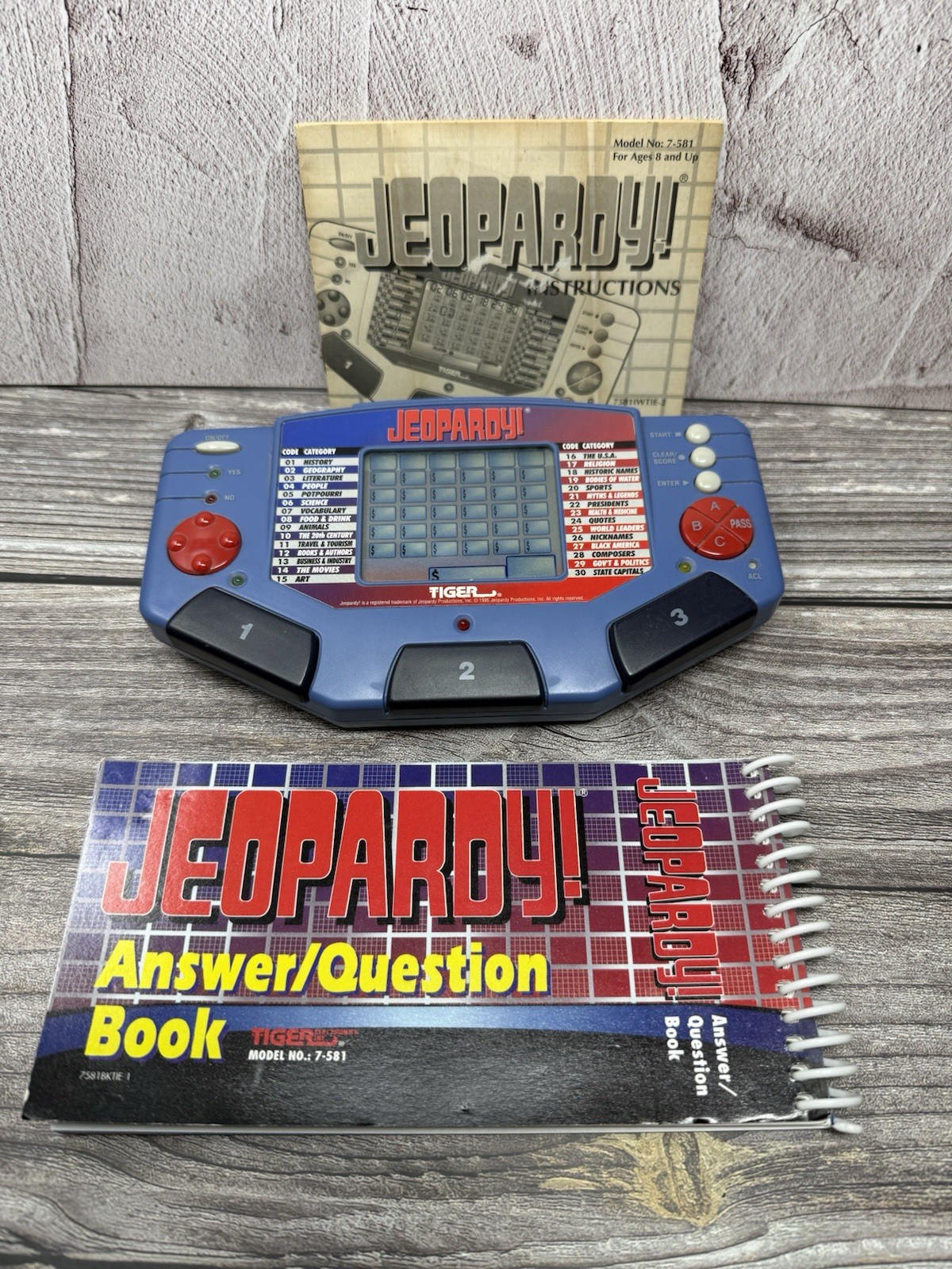 1995 Talking Jeopardy Tiger Electronics Video Game Handheld with Instructions
