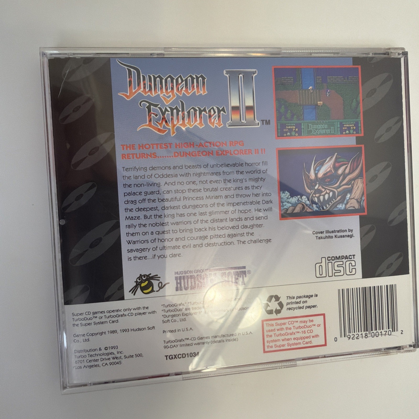 Dungeon Explorer II TurboGrafx Super CD Turbo Duo Tested Complete CIB