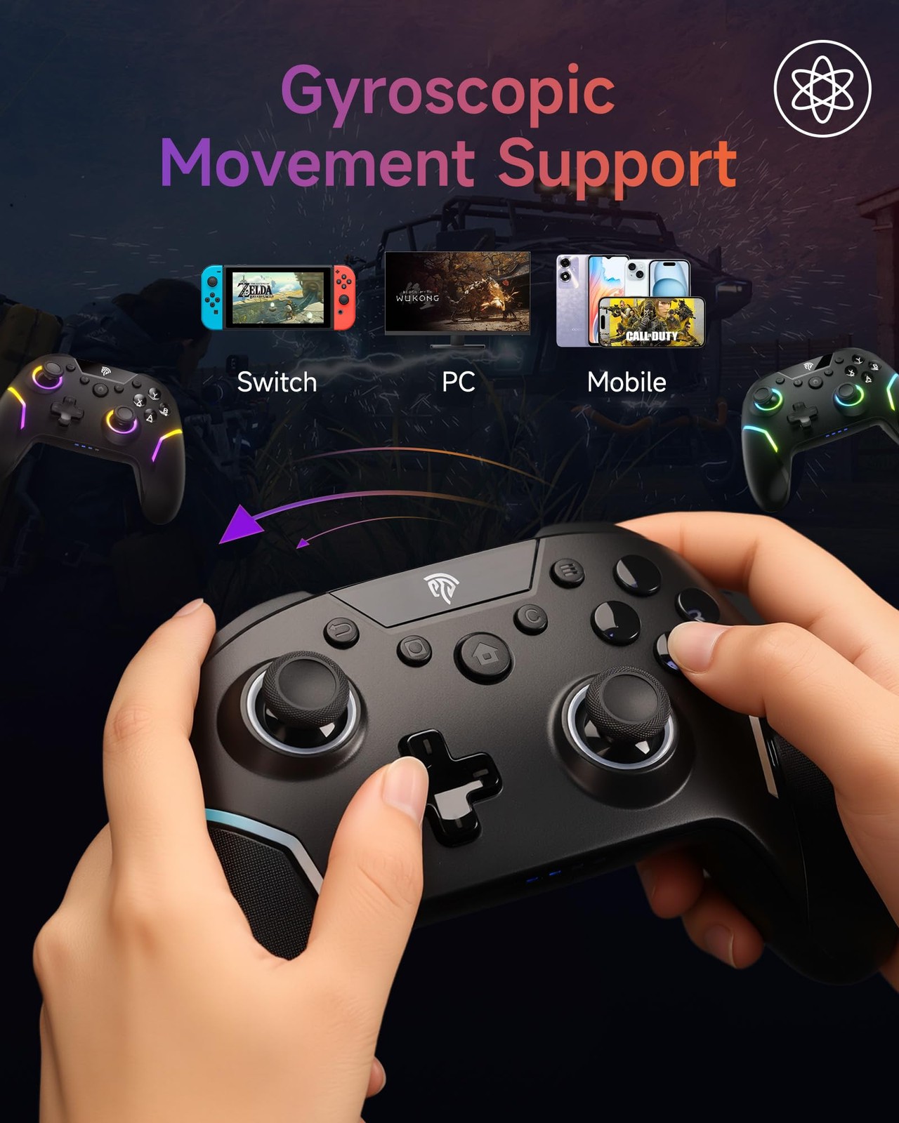 EasySMX X20 Wireless Gaming Controller, RGB, 2-Stage Hall Effect Sticks