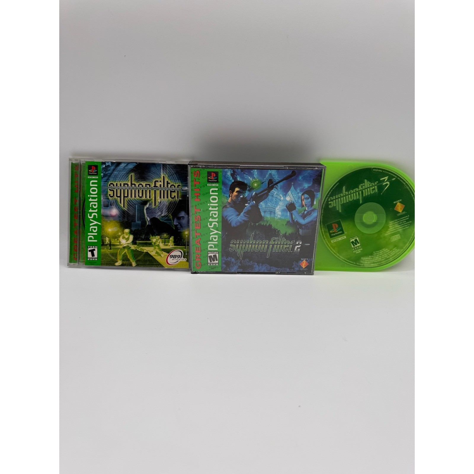Syphon Filter 1 2 3 Trilogy PS1 PlayStation 1 Games Bundle Greatest Hits Tested
