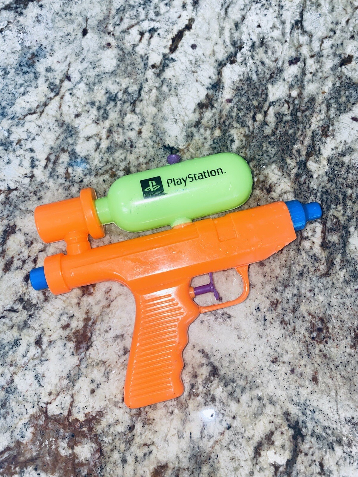 Sony Playstation Water Gun PROMO Orange Green Vintage Video Game Company Ad Toy