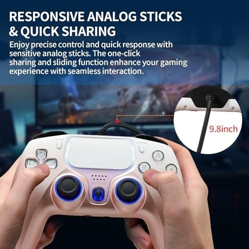 Wired PS5 Controller with Turbo, Hall-Effect Triggers, Dual Vibration, 10ft Cabl