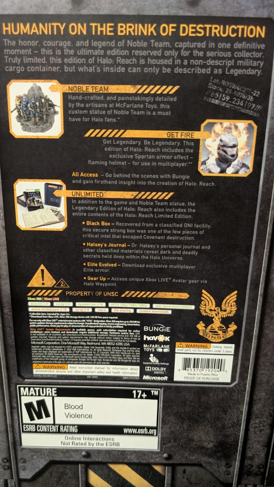 Halo Reach Legendary Edition Xbox 360 2010 *Complete*