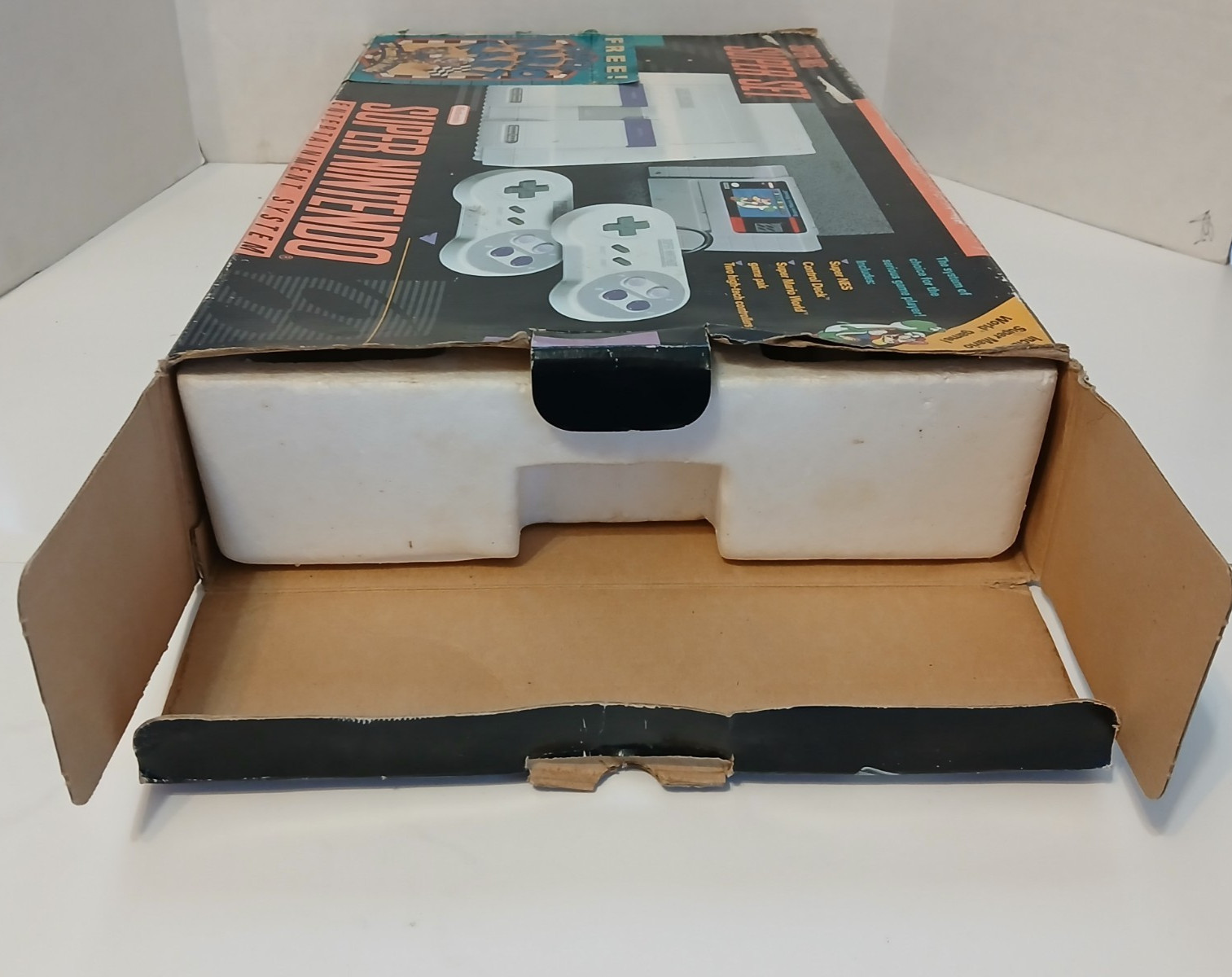 Super Nintendo Super Set – Box Only w/Foam Insert! Mario Kart Sticker Variation
