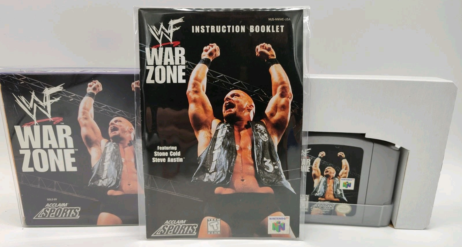 WWF War Zone (N64, 1998) *CIB + Case Protector + Strategy Guide* VINTAGE Tested!