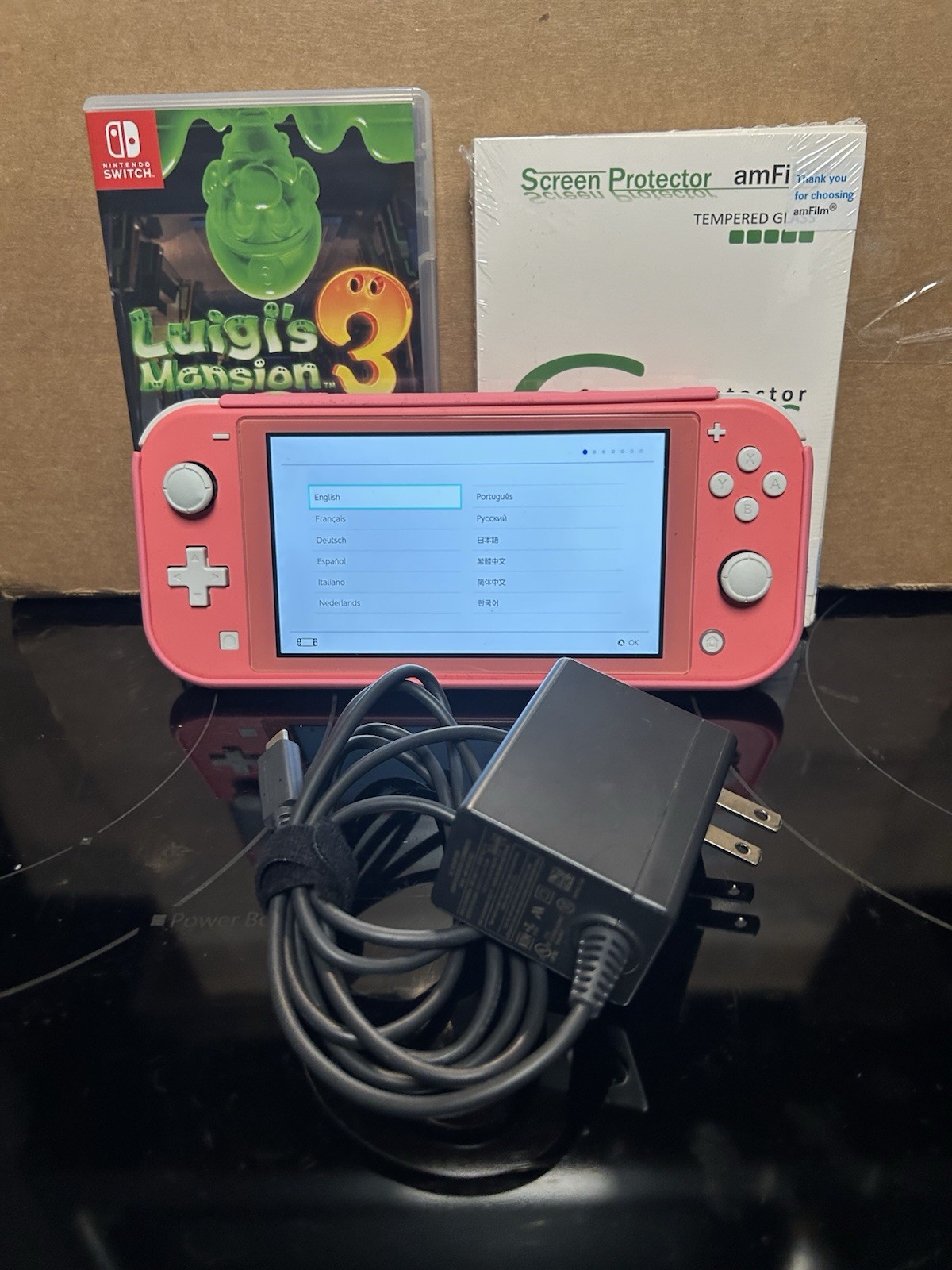 Nintendo Switch Lite – Pink – With tomtoc Sleeve Case, OEM Charging Brick, Luigi