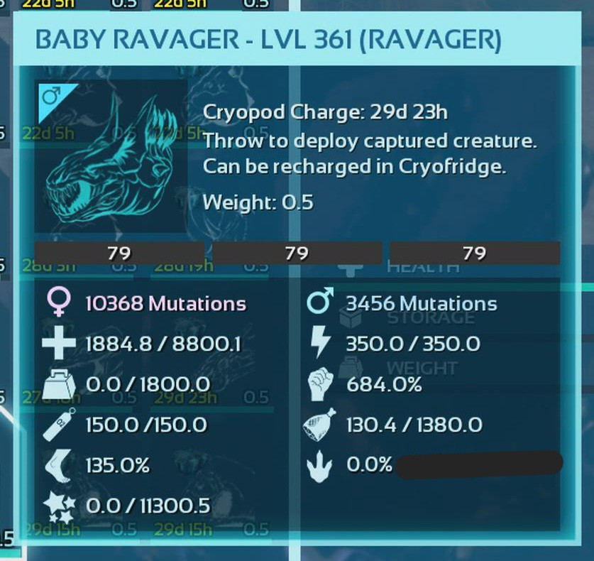 ARK ASCENDED PVE OFFICIAL PAIR BABY RAVAGER BLACK ID79 TOP STATUS PC/XBOX/PS5
