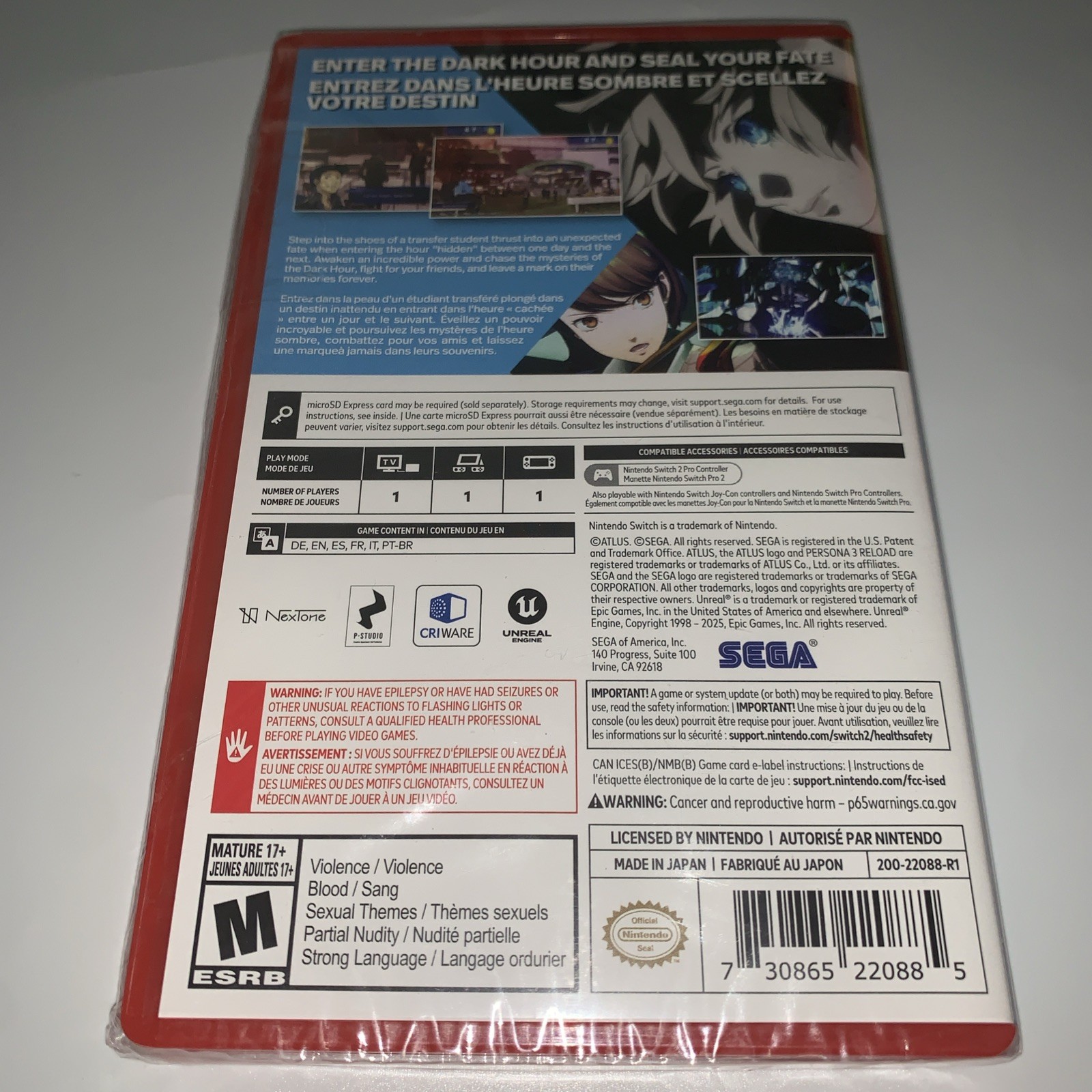 Persona 3 Reload (Game-Key-Card) – Nintendo Switch 2 | Brand New Sealed! Read
