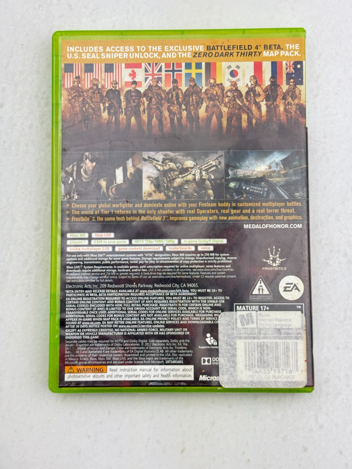 Microsoft XBOX 360 Battlefield 4 Beta Medal of Honor Warfighter Video Game