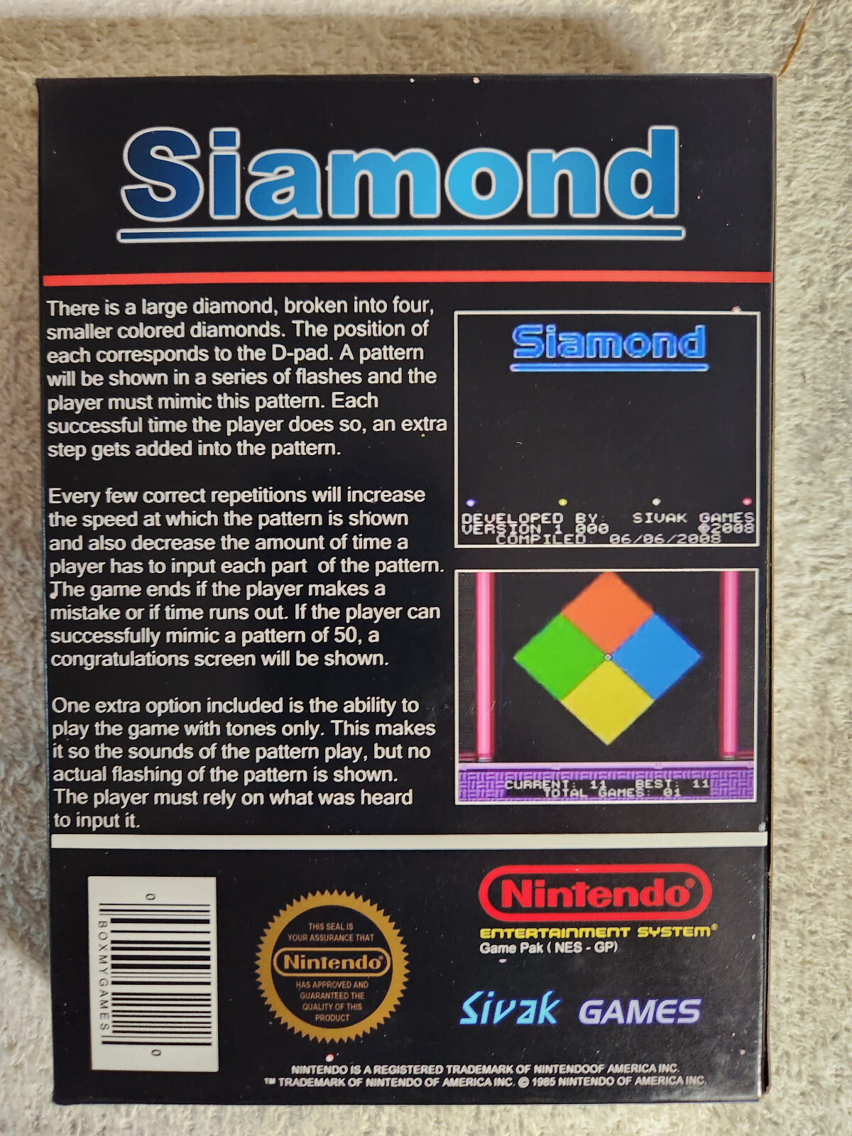 NES Siamond by Sivak games limited edition #24/#33! Brand NEW! Mint! Very RARE!!
