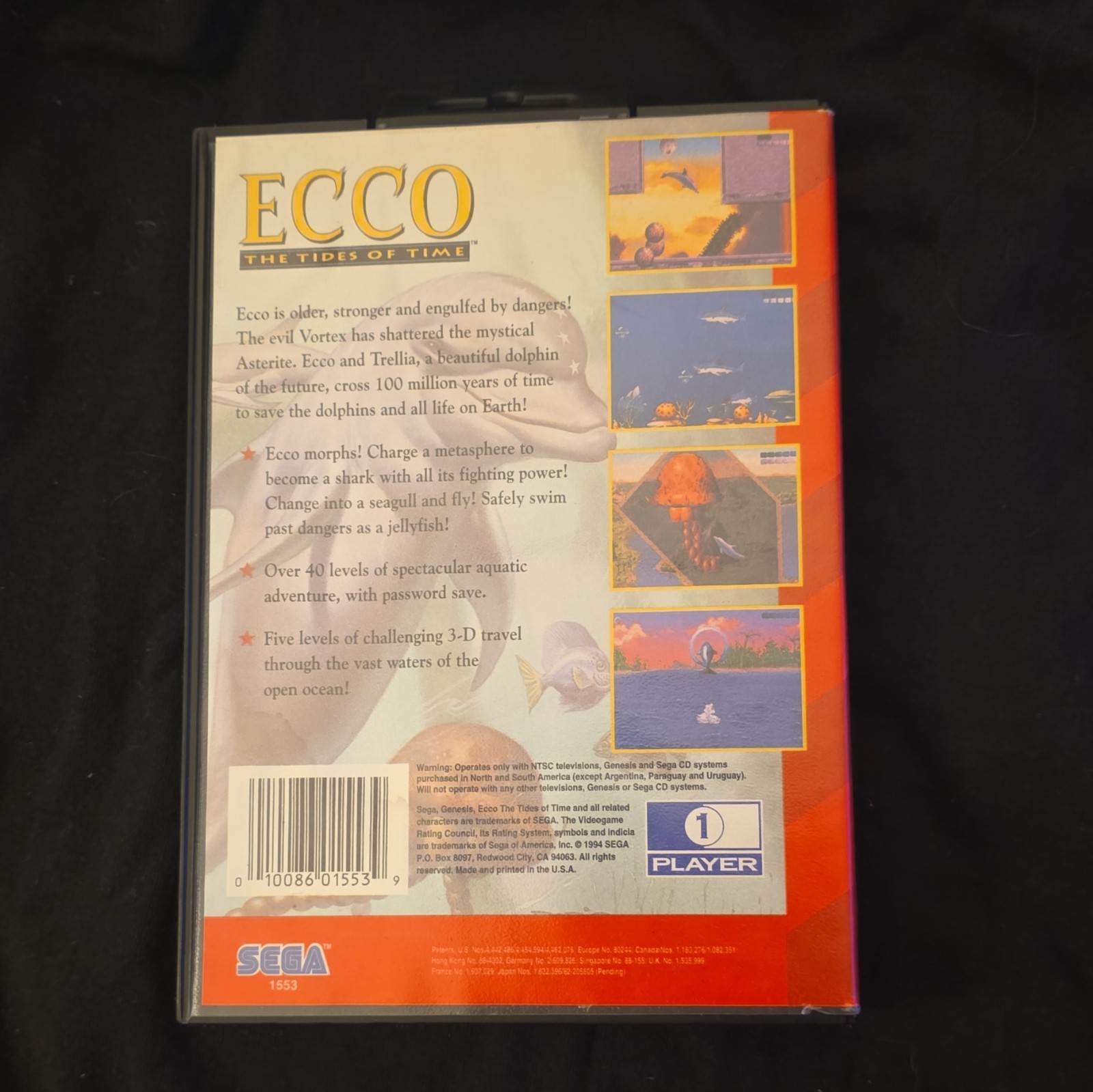 Sega Ecco: The Tides of Time Sega Genesis DVD Keep Case Game Case/Box
