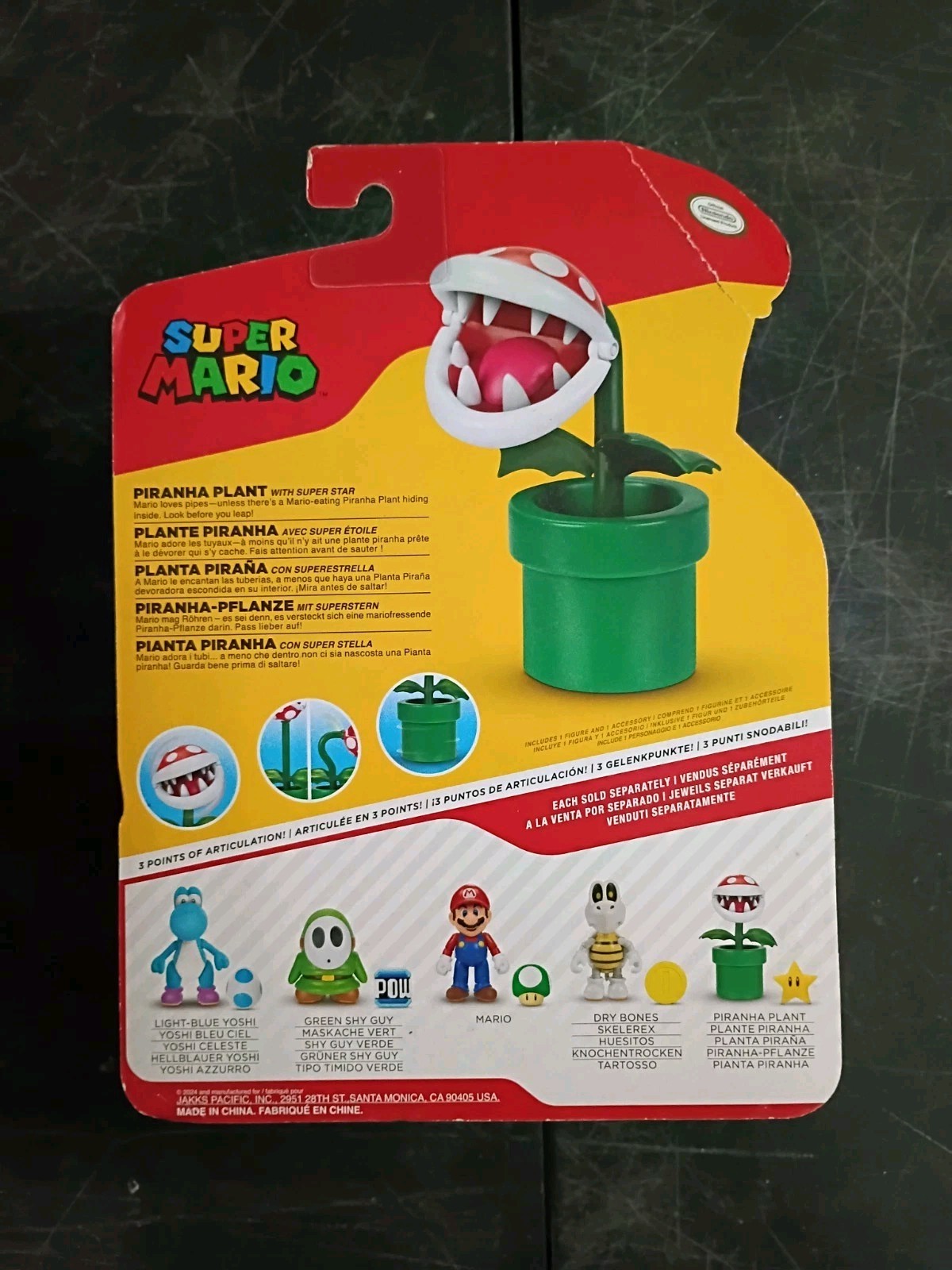 4-PK SUPER MARIO 4″ Nintendo Lot Red Green Shy Guy Piranha Plant Blue Yoshi