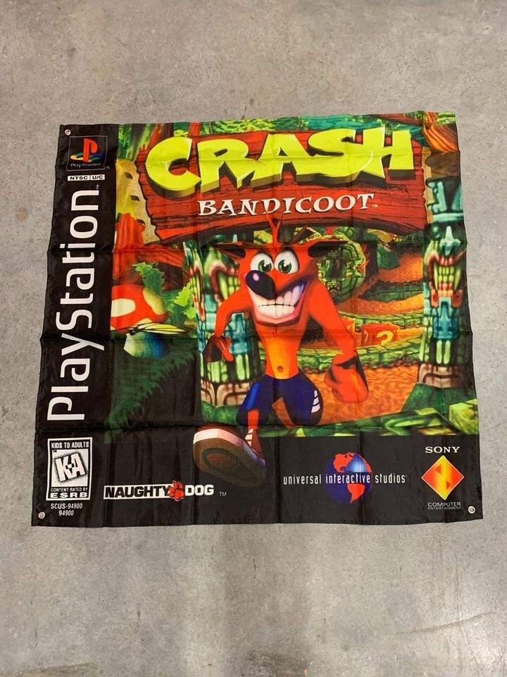 Crash Bandicoot Custom Wall Flag Banner Tapestry 3 x 3 Ft, PS1
