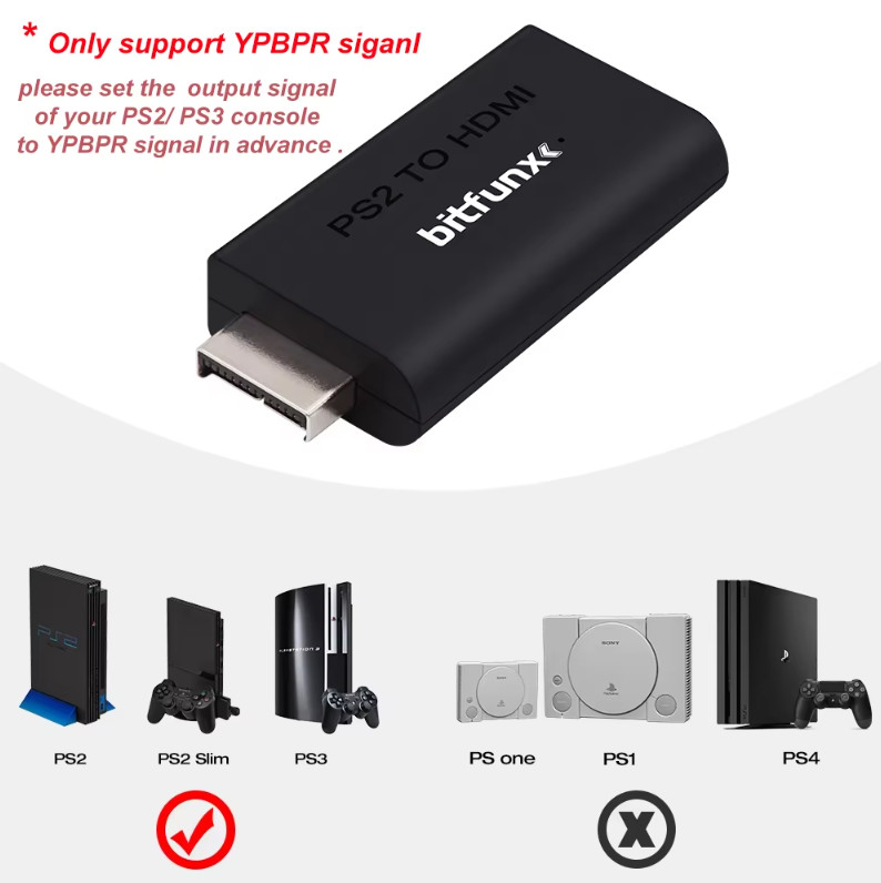 Bitfunx HDMI-compatible Converter Adapter Ypbpr Input for Sony PS2
