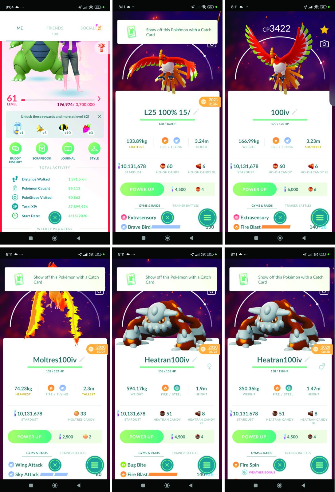 🔥POKEMON ACC GO LVL 61 • 10M+ STARDUST • 1459x 100IV • 128 LEGENDARIES 🔥